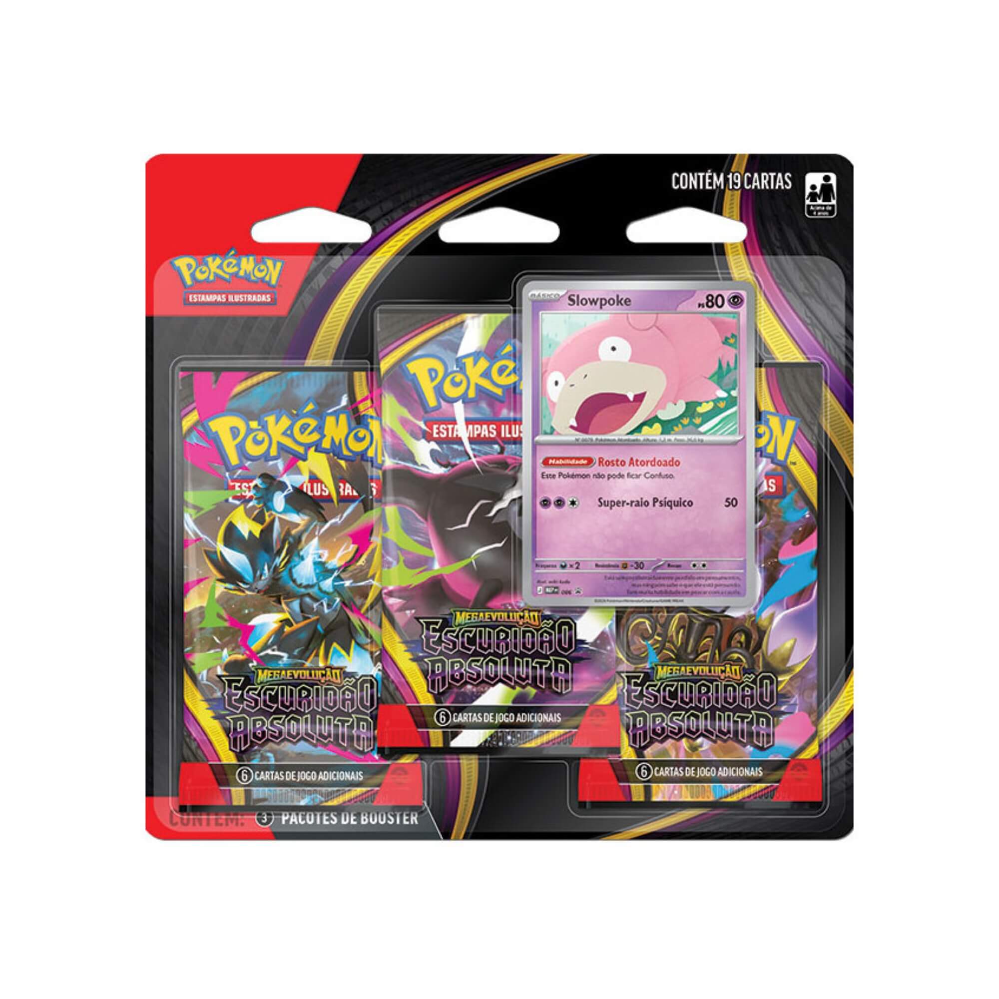 Pokemon Blister Triplo ME05 Escuridão Absoluta Slowpoke Copag - 36892
