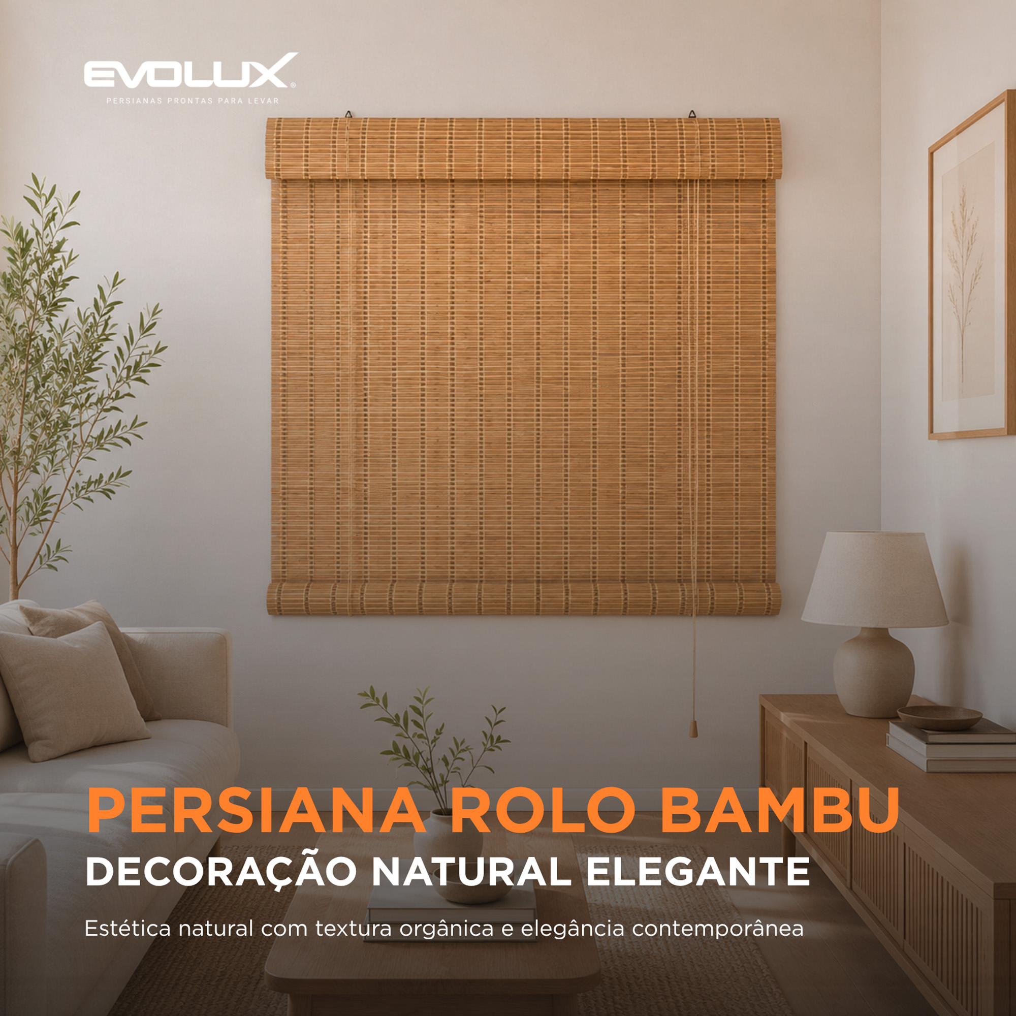 Persiana Rolo Bambu Bauhaus 140X160 Haya Instalação Fácil Casa e Escritório Evolux - N2303542