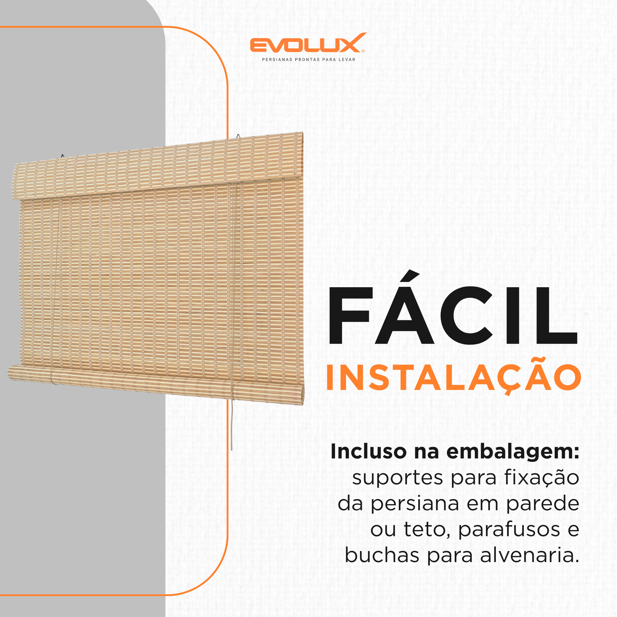 Persiana Rolo Bambu 140X160 Honey Mapple Instalação Fácil Casa Escritório Evolux - N2303537