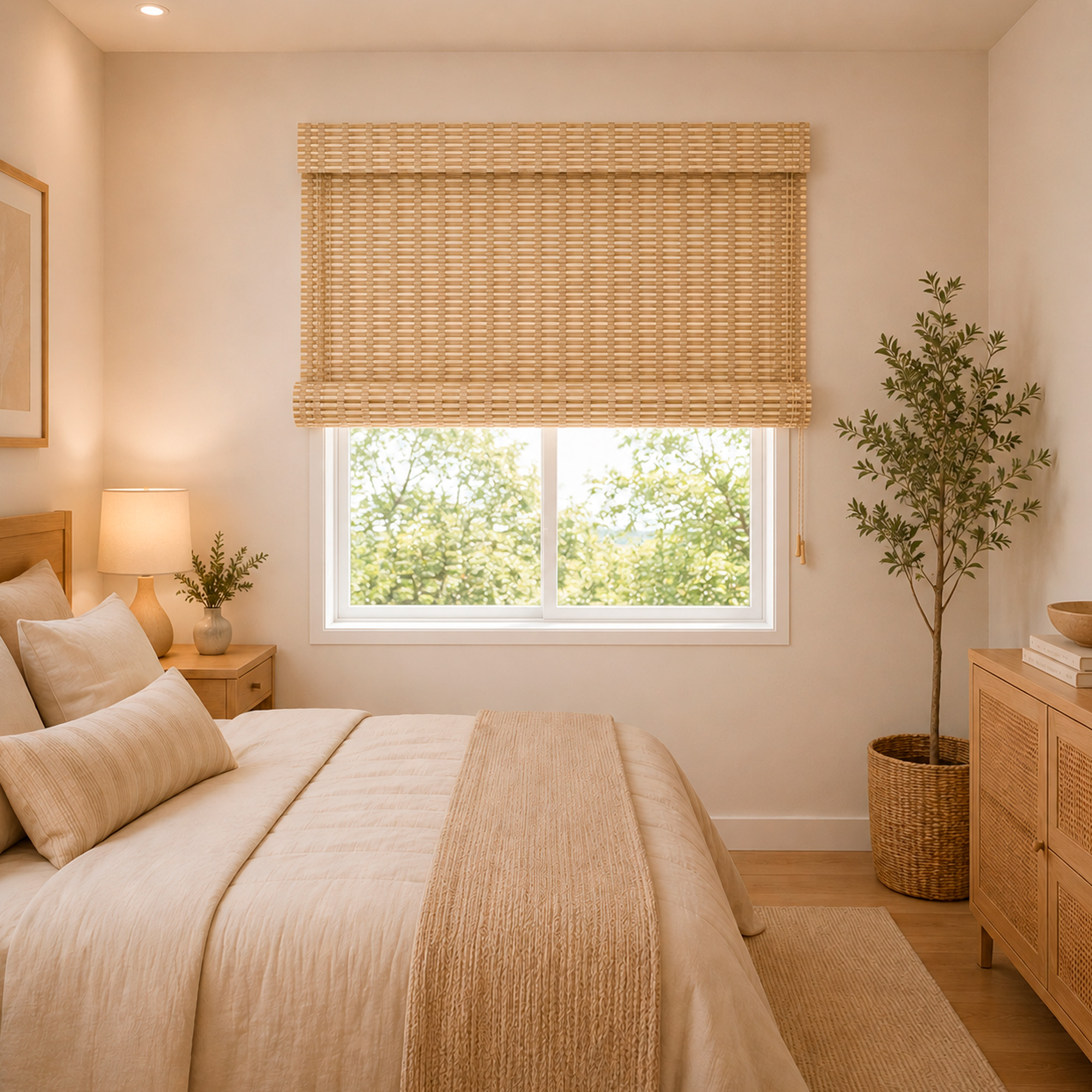 Persiana Rolo Bambu 160X160 Honey Mapple Instalação Fácil Casa e Escritório Evolux - N2303538