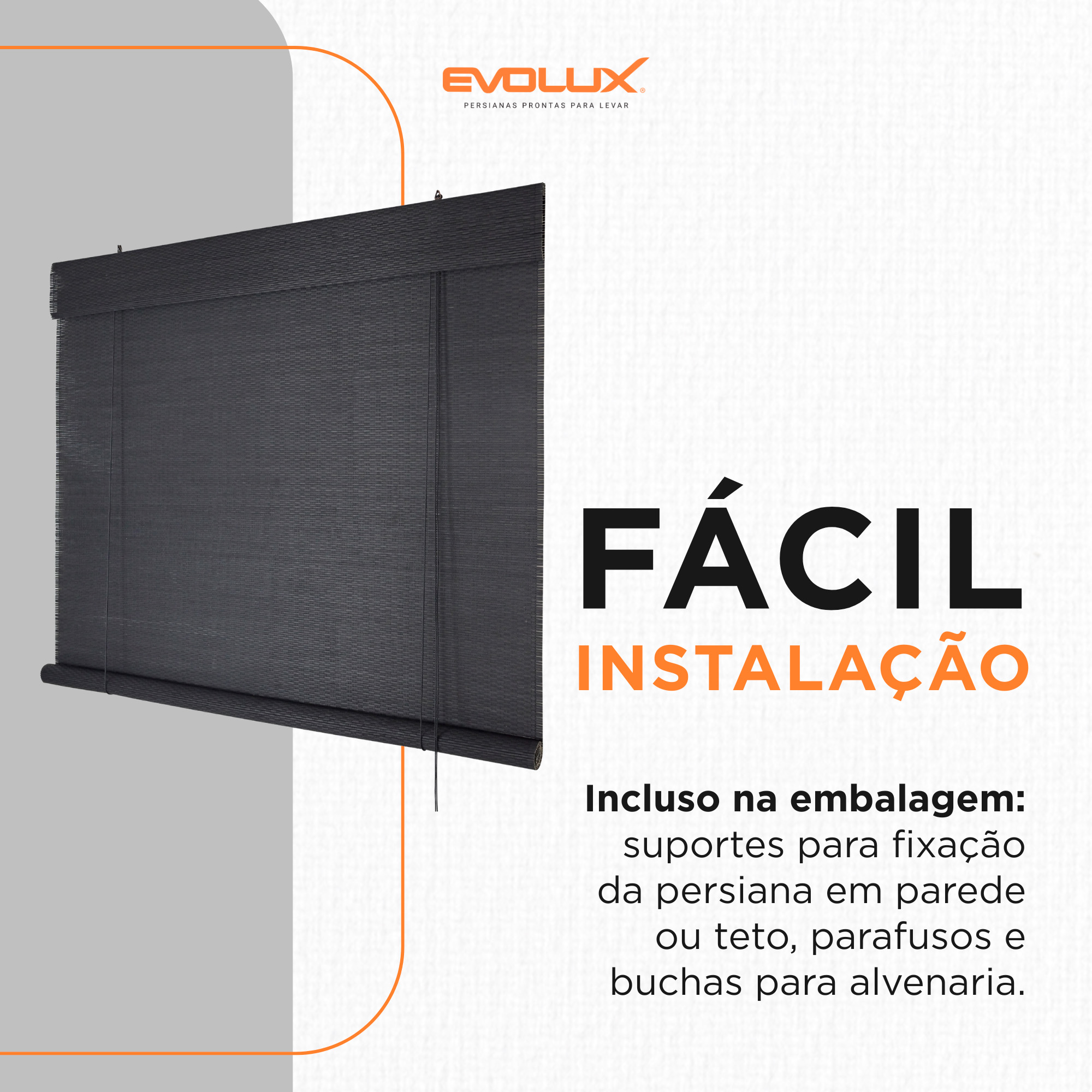 Persiana Rolo Bambu Bauhaus 140X160 Ébano Instalação Fácil Casa e Escritório Evolux - DBE02971