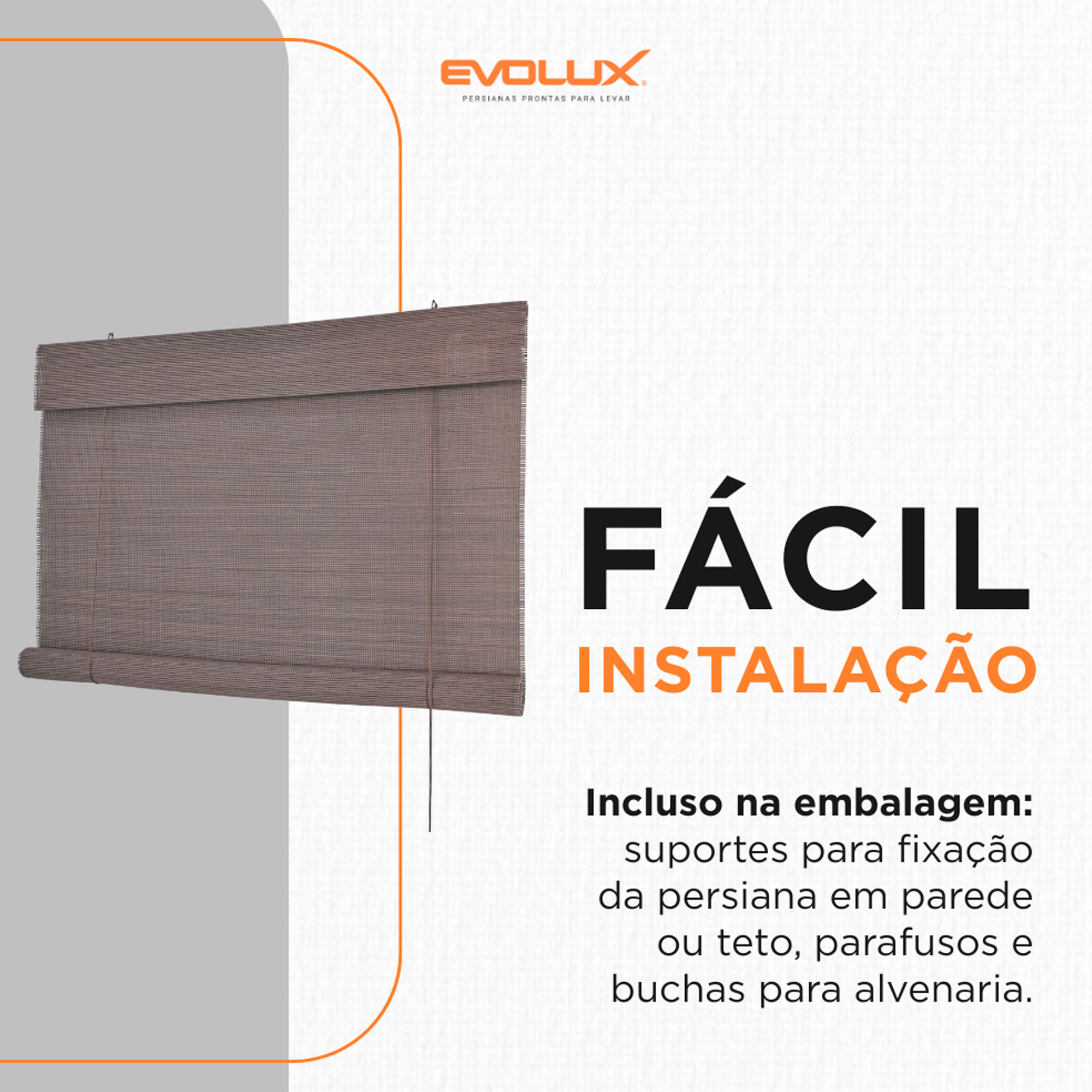 Persiana Rolo Bambu Bauhaus 140X160 Nogueira Instalação Fácil Casa e Escritório Evolux - DBE02967
