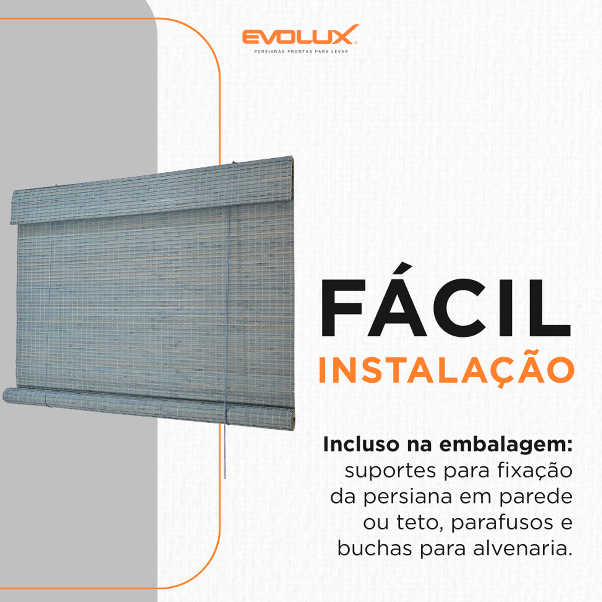 Persiana Rolo Bambu Bauhaus 160X160 Concret Instalação Fácill Casa e Escritório Evolux - DBE02970