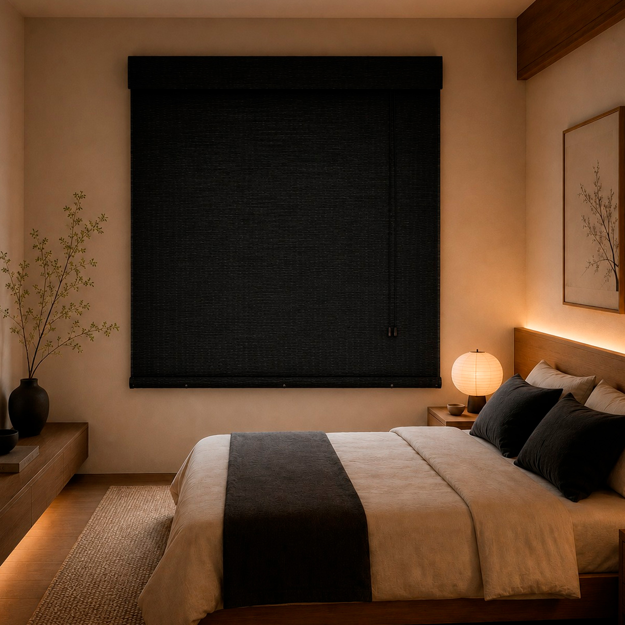 Persiana Rolo Bambu Bauhaus 160x160 Ébano Instalação Fácil Casa e Escritório Evolux - DBE02972