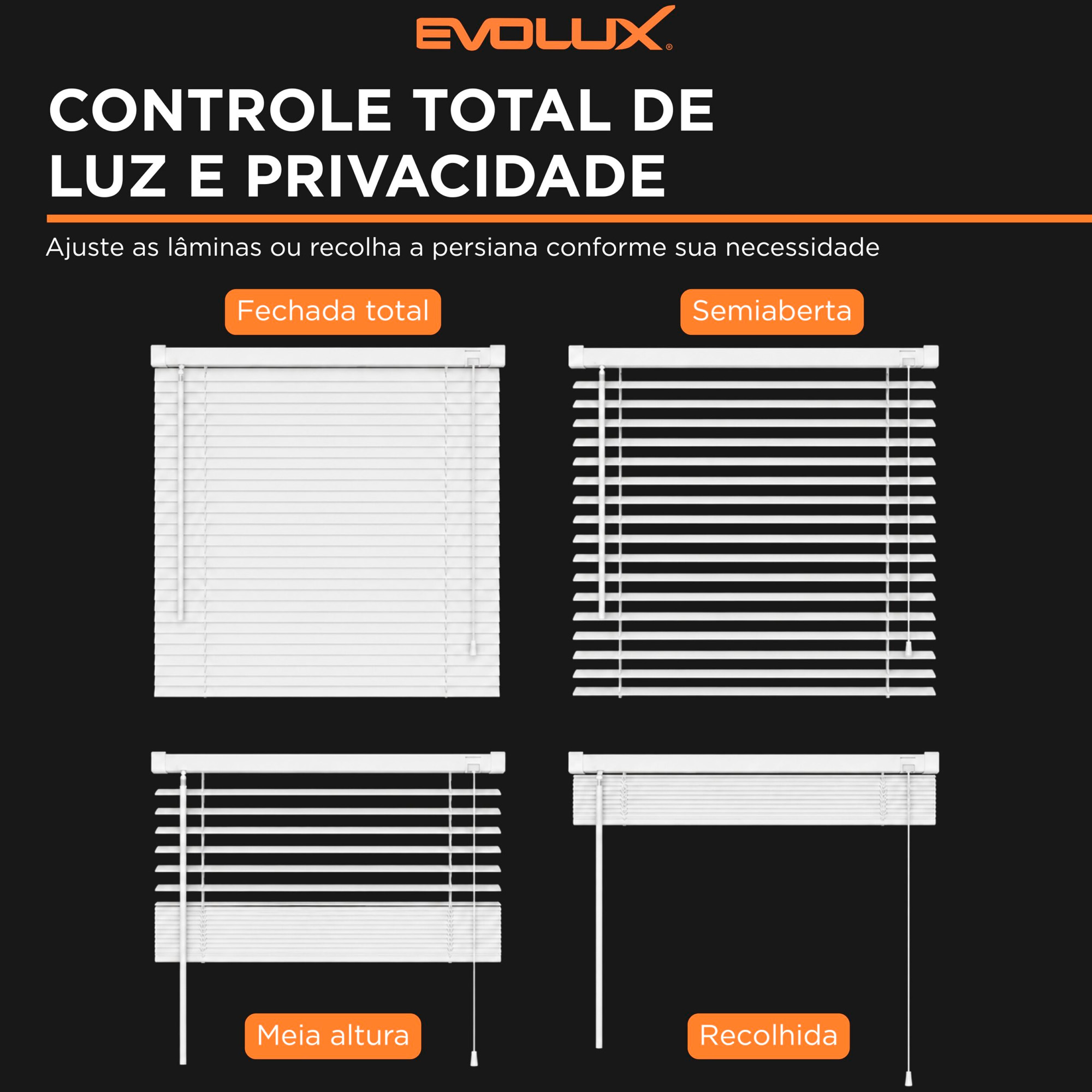 Persiana Horizontal OFF Full PVC 25mm 118x130cm Branca Evolux - D148033AON