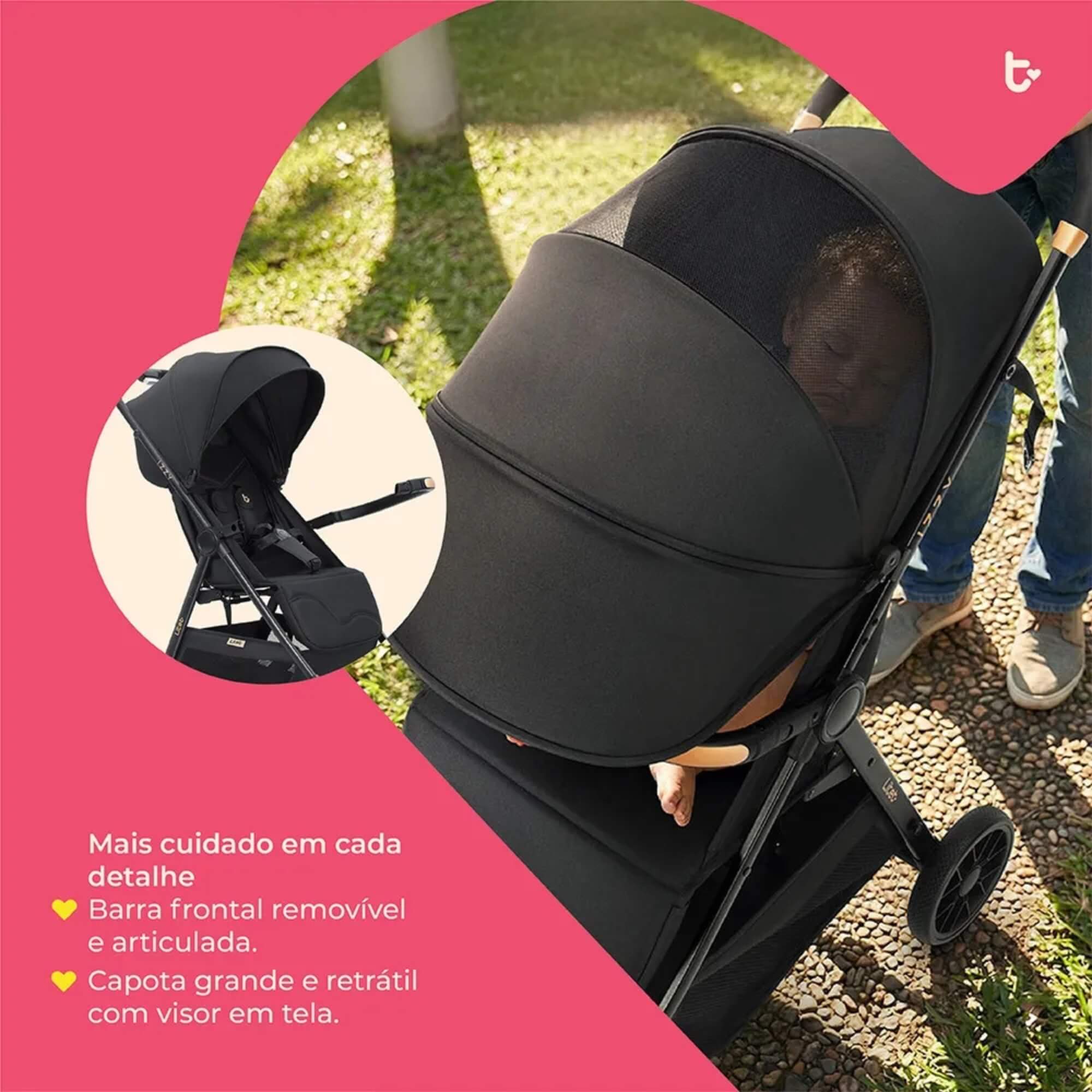 Carrinho Compacto Izzy até 15Kg cor Preto Litet - BB479