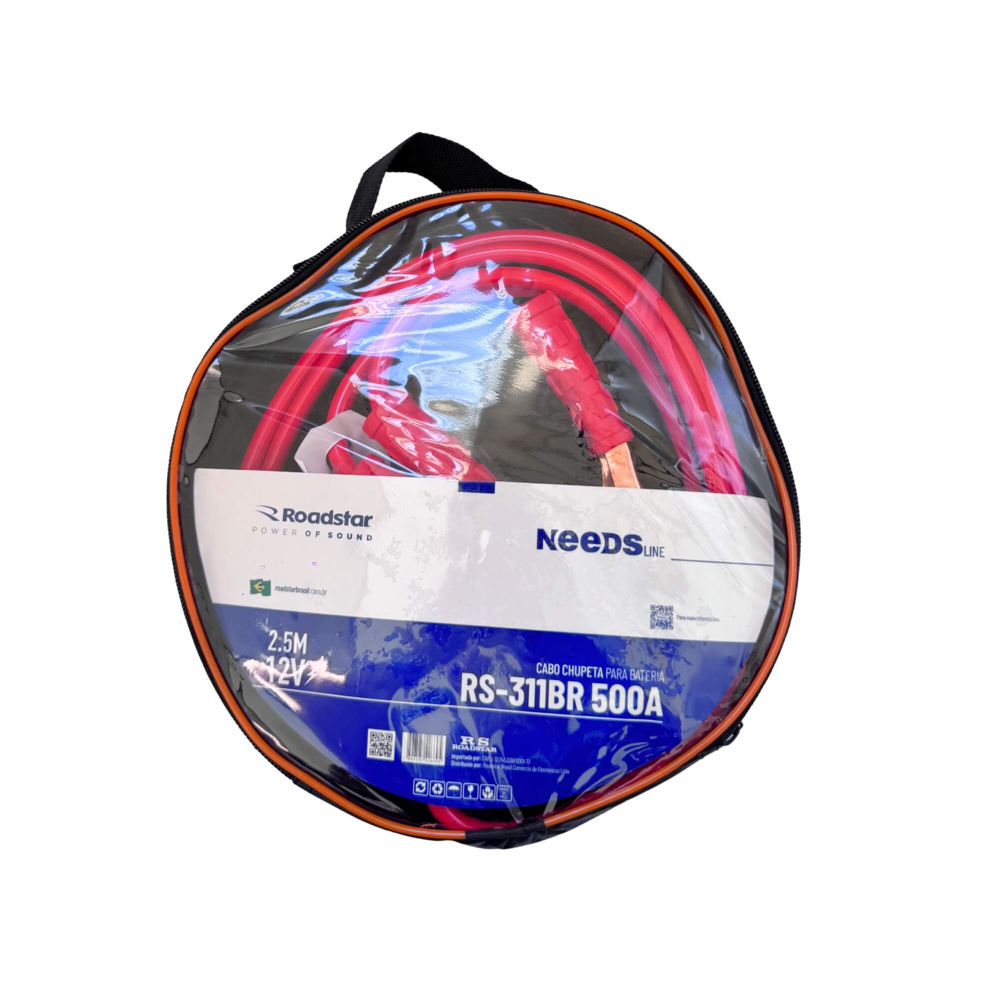 Cabo Auxiliar Partida Bateria 500A 2,5M Roadstar - RS311BR MI