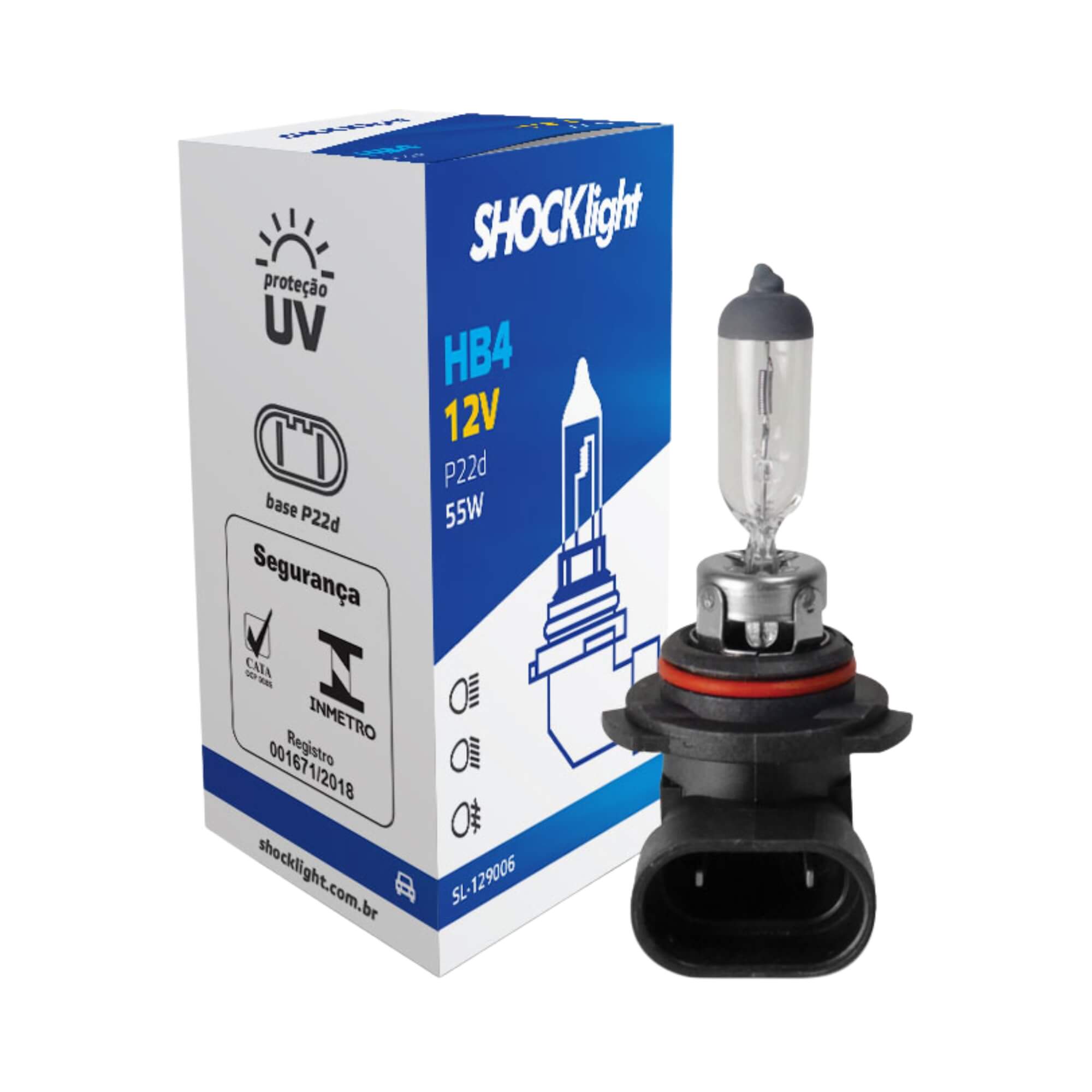 Lâmpada Halógena Standart HB4 9006 12V 51W P22D Shocklight - SL-129006