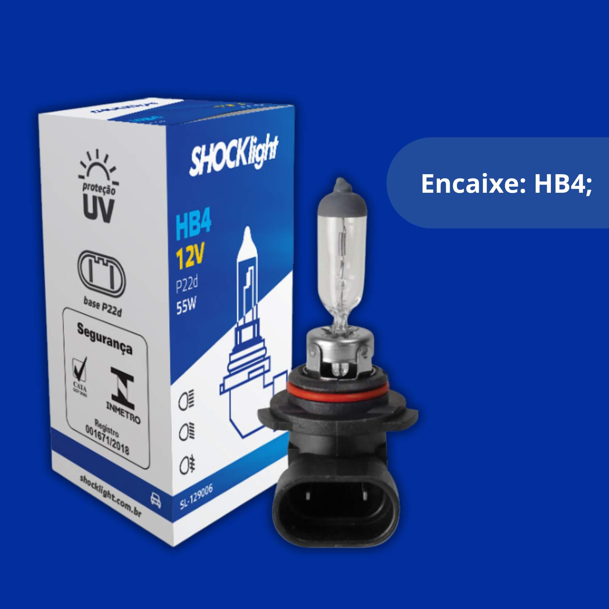 Lâmpada Halógena Standart HB4 9006 12V 51W P22D Shocklight - SL-129006