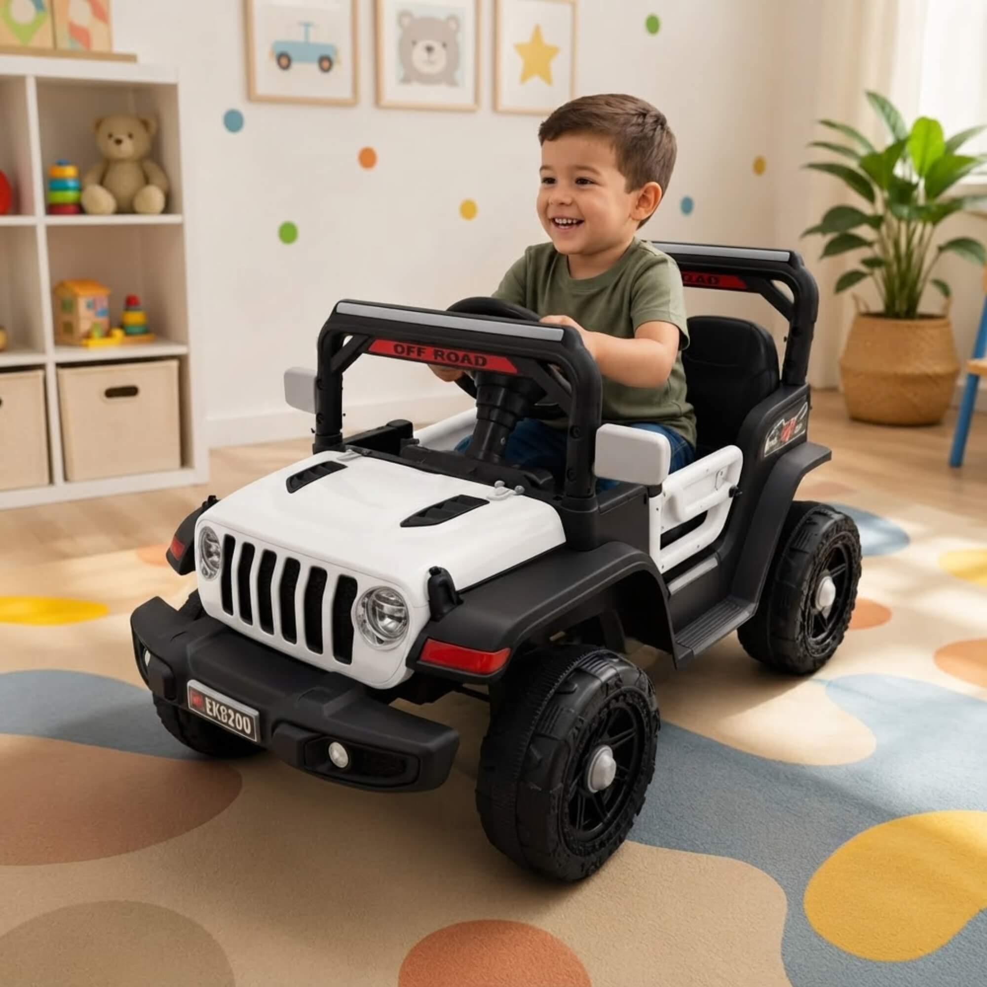 Carro Elétrico Infantil Mini Jeep 12V Branco Zippy Toys - 16161