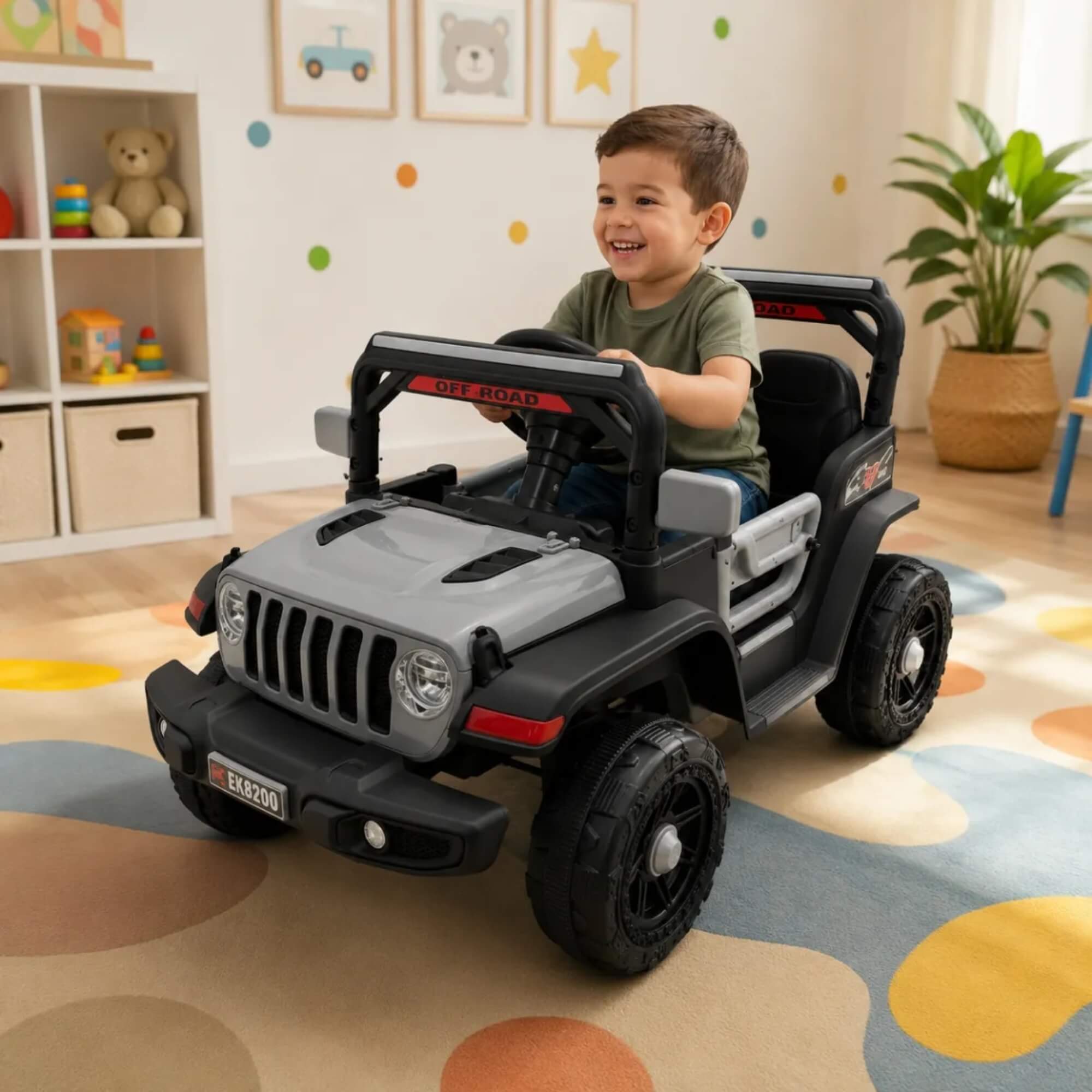 Carro Elétrico Infantil Mini Jeep 12V cor cinza Zippy Toys - 16162