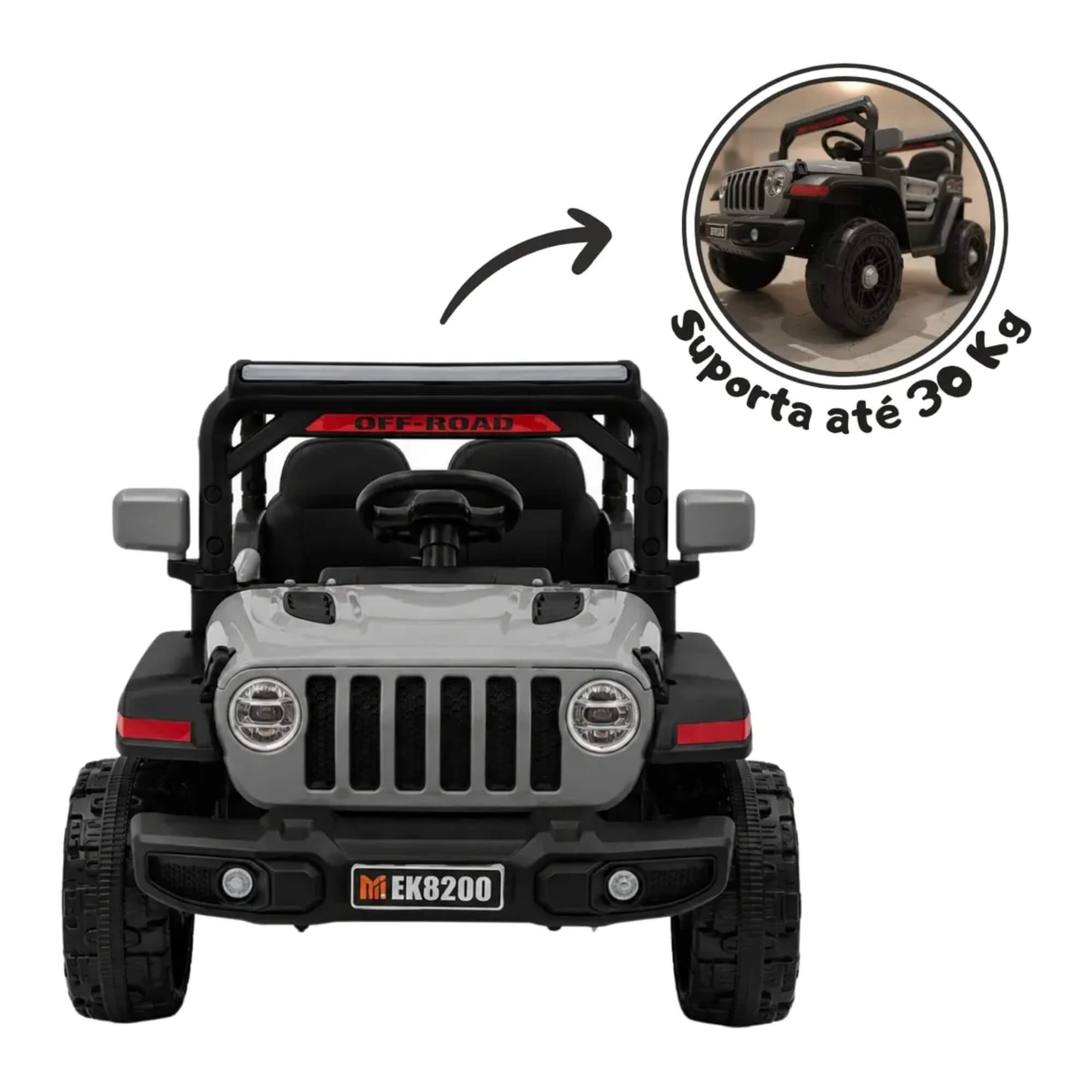 Carro Elétrico Infantil Mini Jeep 12V cor cinza Zippy Toys - 16162