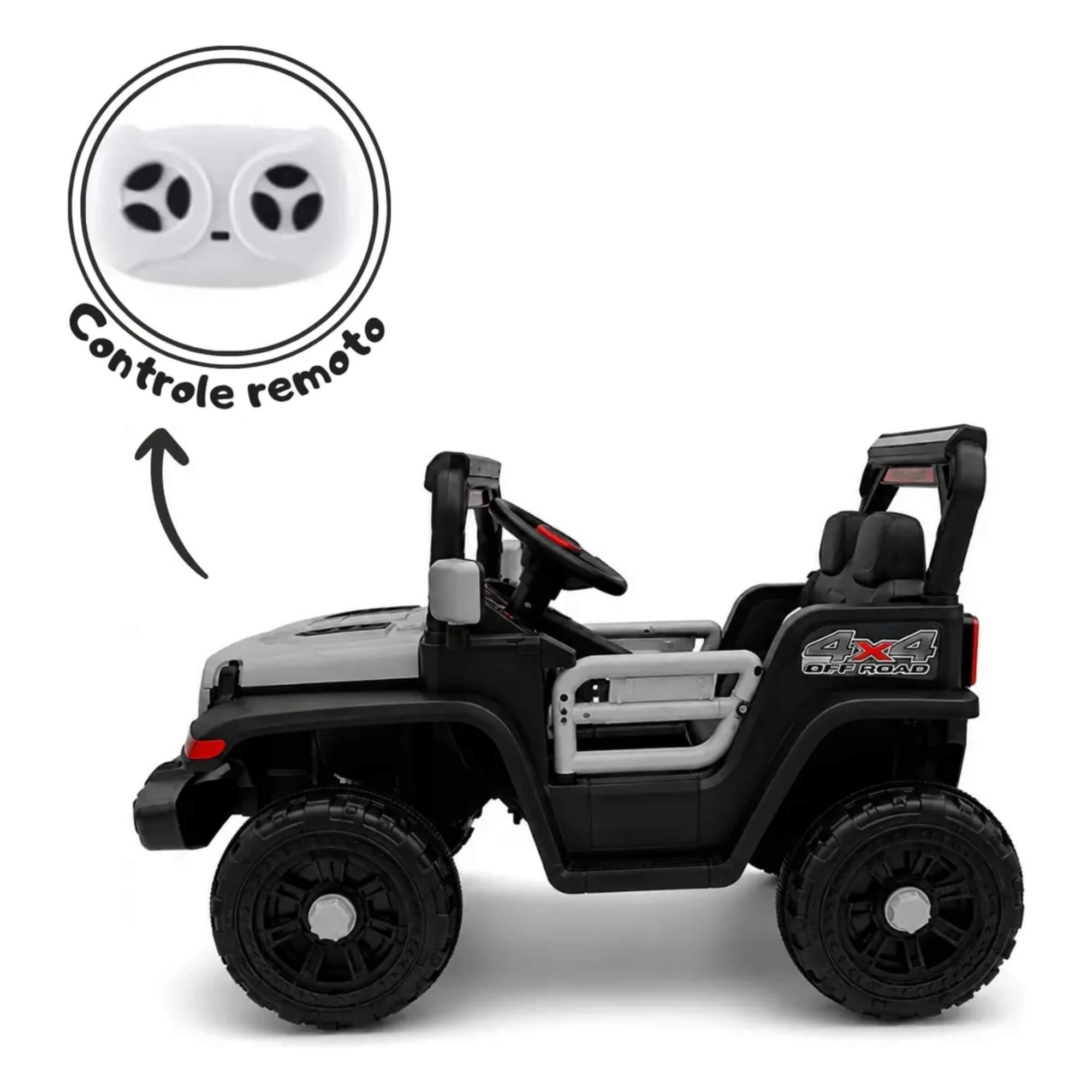 Carro Elétrico Infantil Mini Jeep 12V cor cinza Zippy Toys - 16162