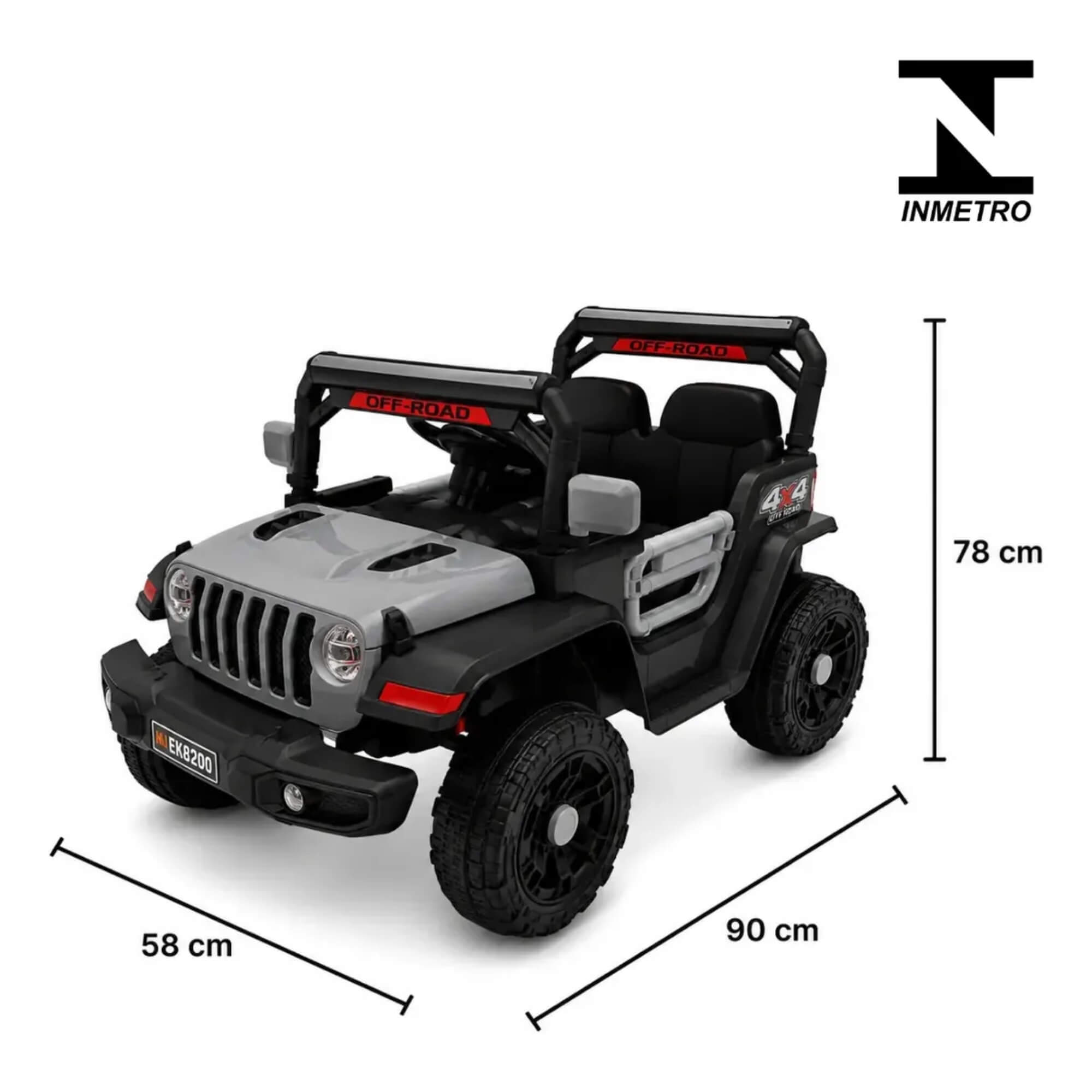 Carro Elétrico Infantil Mini Jeep 12V cor cinza Zippy Toys - 16162