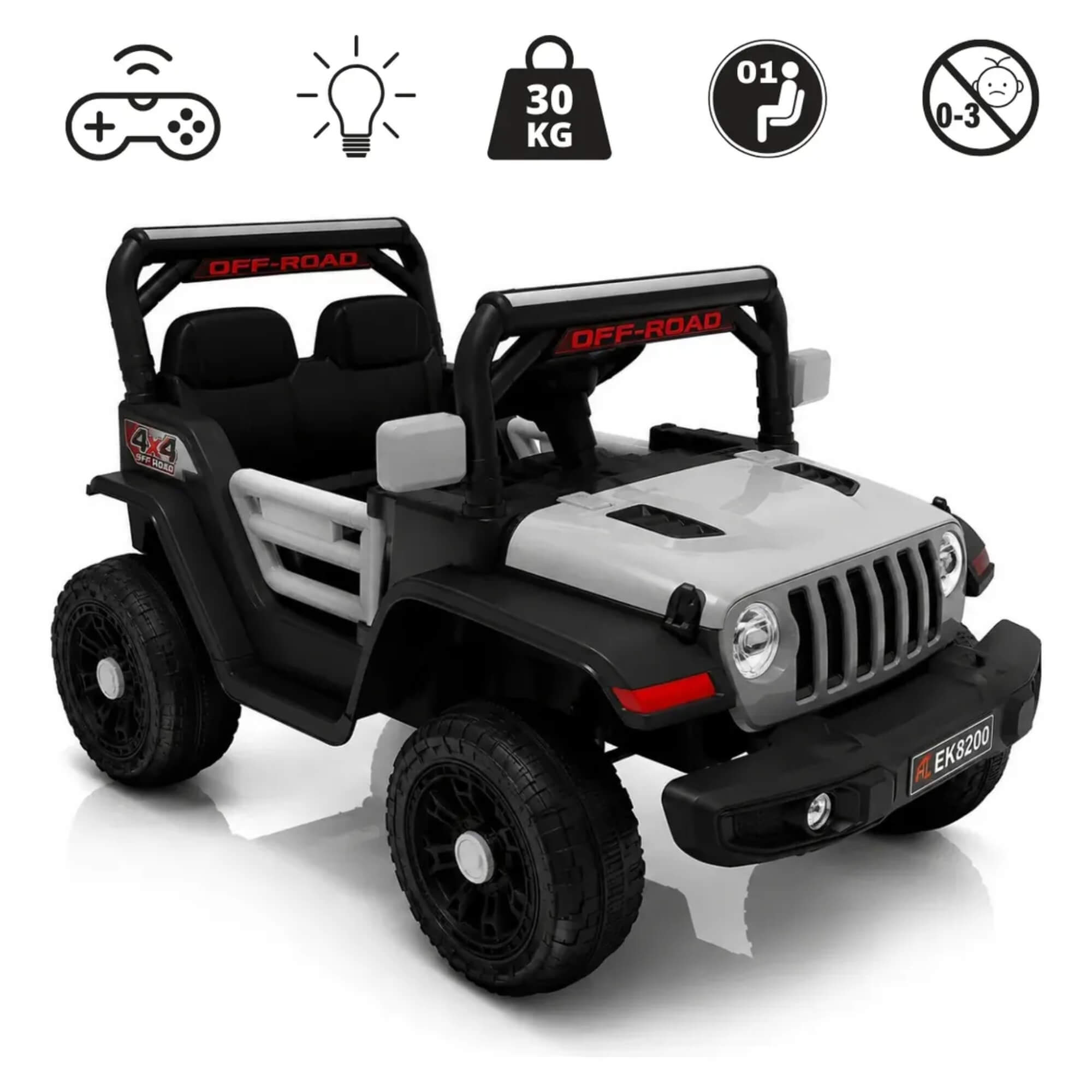 Carro Elétrico Infantil Mini Jeep 12V cor cinza Zippy Toys - 16162