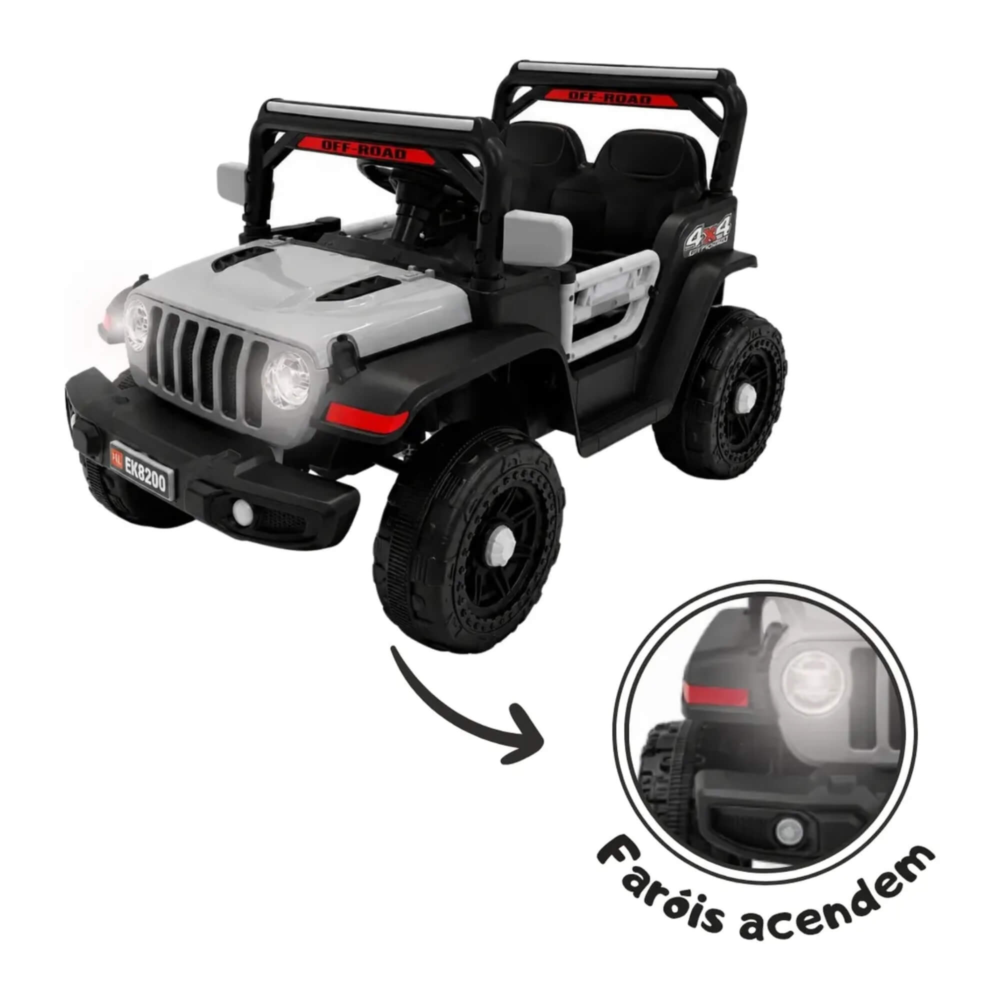 Carro Elétrico Infantil Mini Jeep 12V cor cinza Zippy Toys - 16162