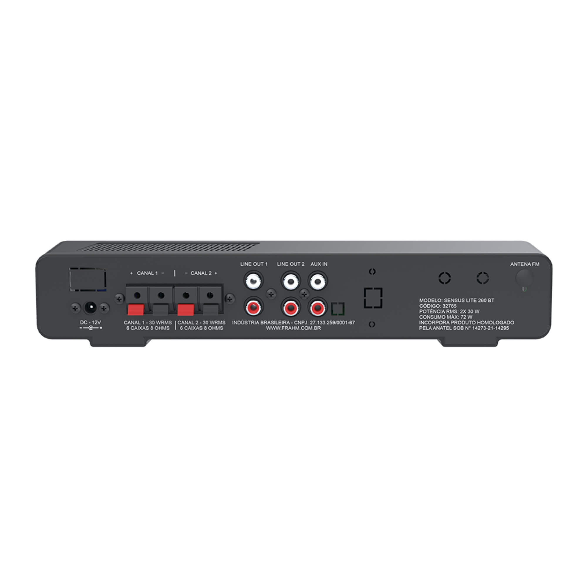 COMP Kit Amplificador Sensus Lite 260 + 12 caixas Frahm PS 200 Preta