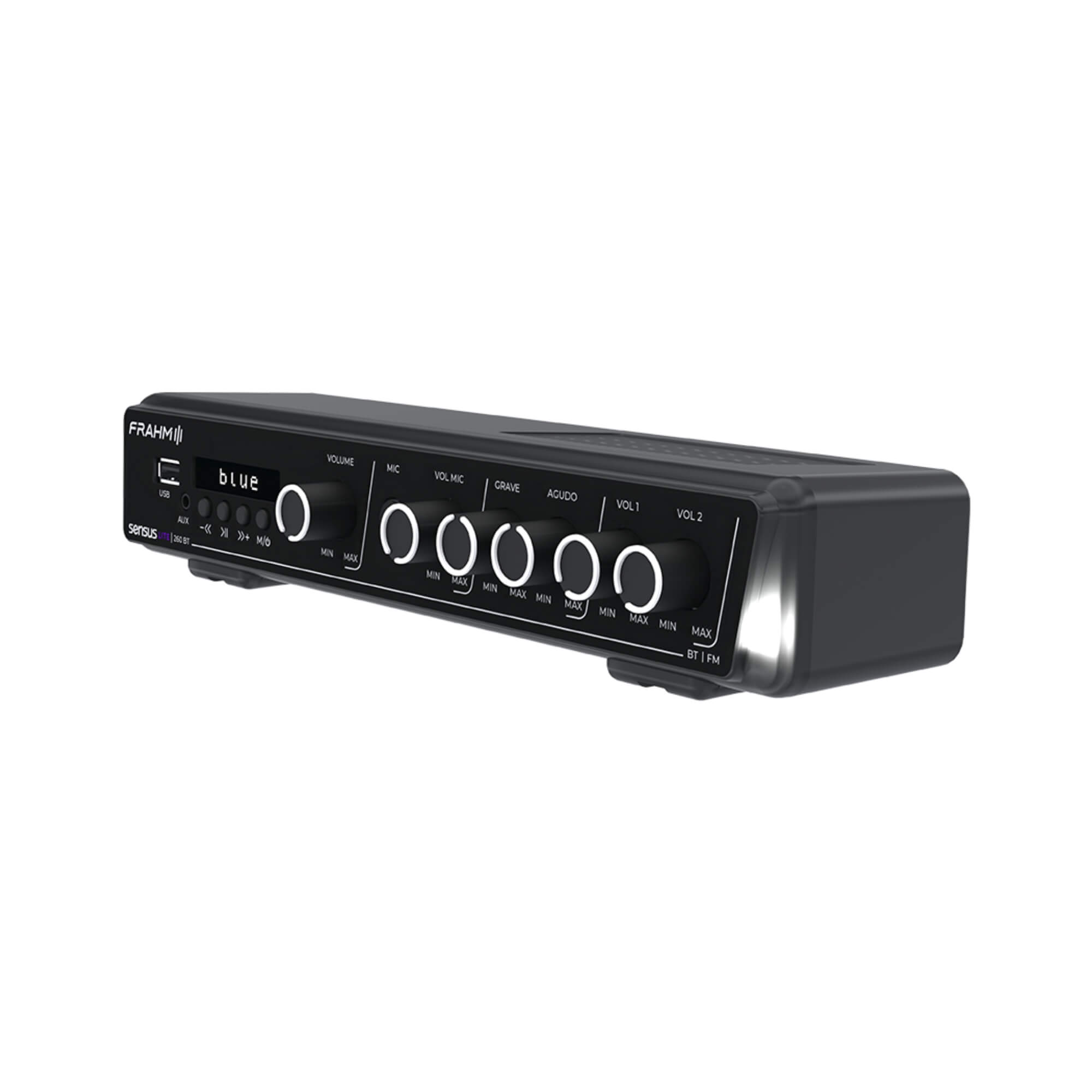 COMP Kit Amplificador Frahm Sensus 260 60W Bluetooth 5.0 + 6 Caixas PS 200 Preta