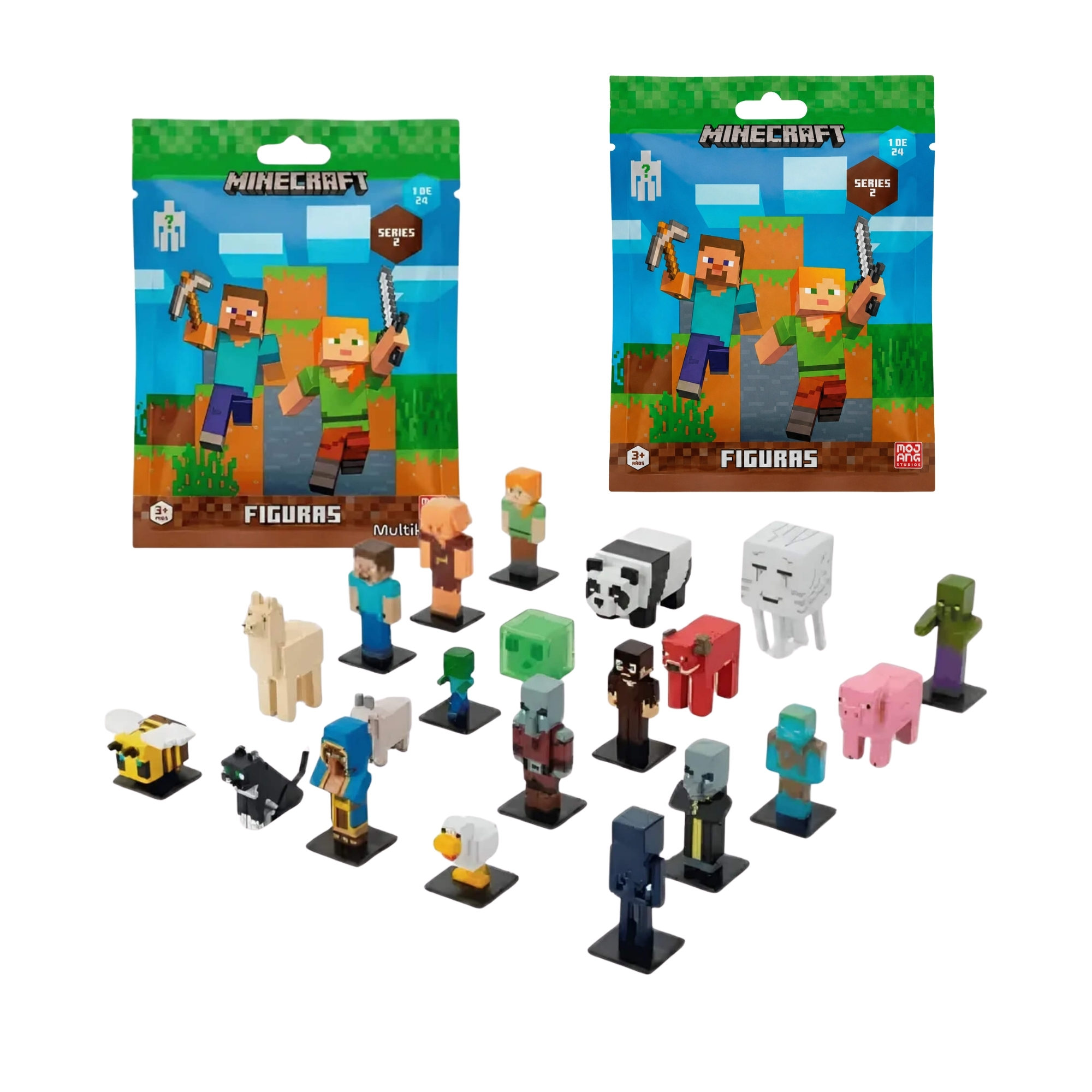 COMP Kit 2 Mini Figura Minecraft Sortido Multikids para Brinquedos - Miniaturas Surpresa