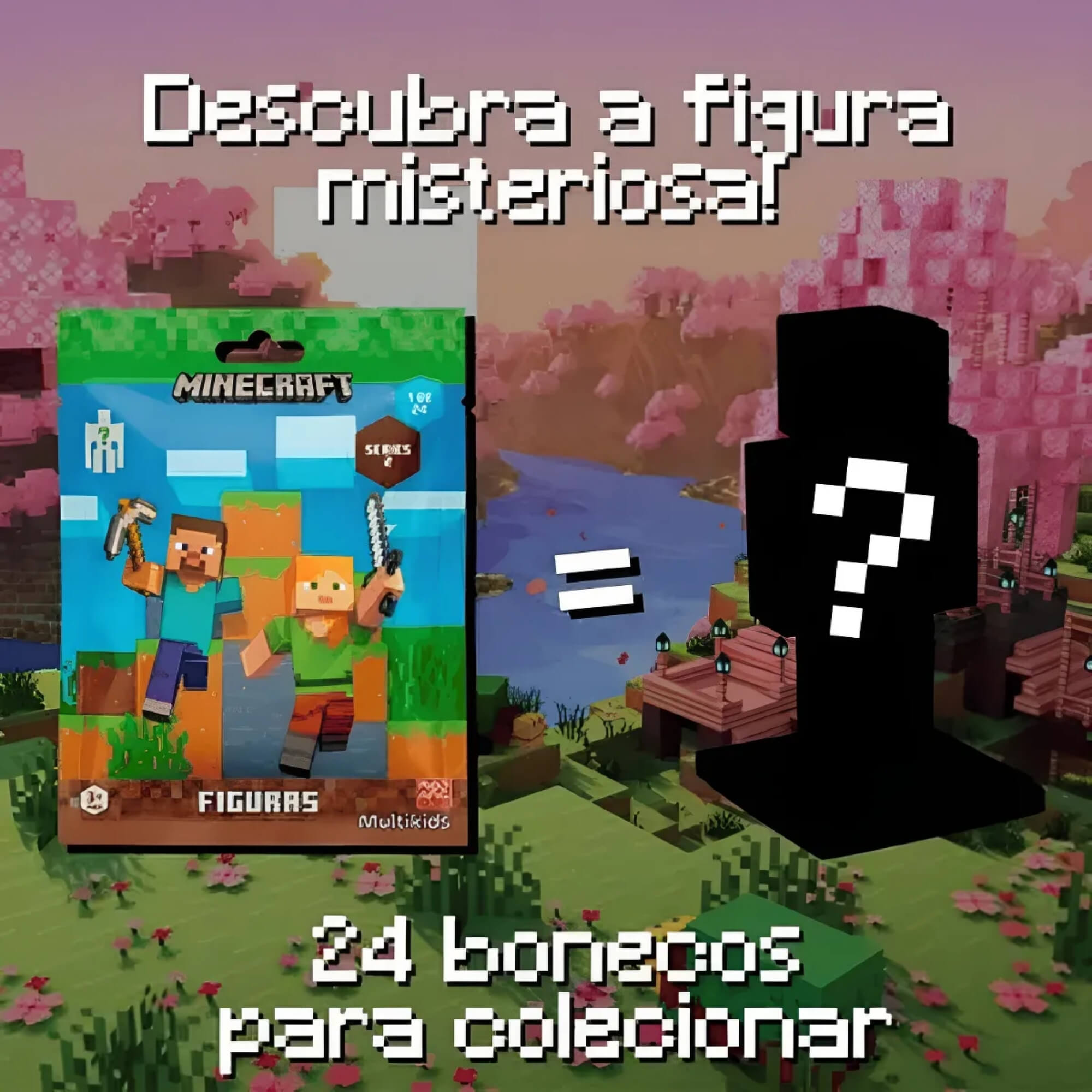 COMP Kit 2 Mini Figura Minecraft Sortido Multikids para Brinquedos - Miniaturas Surpresa