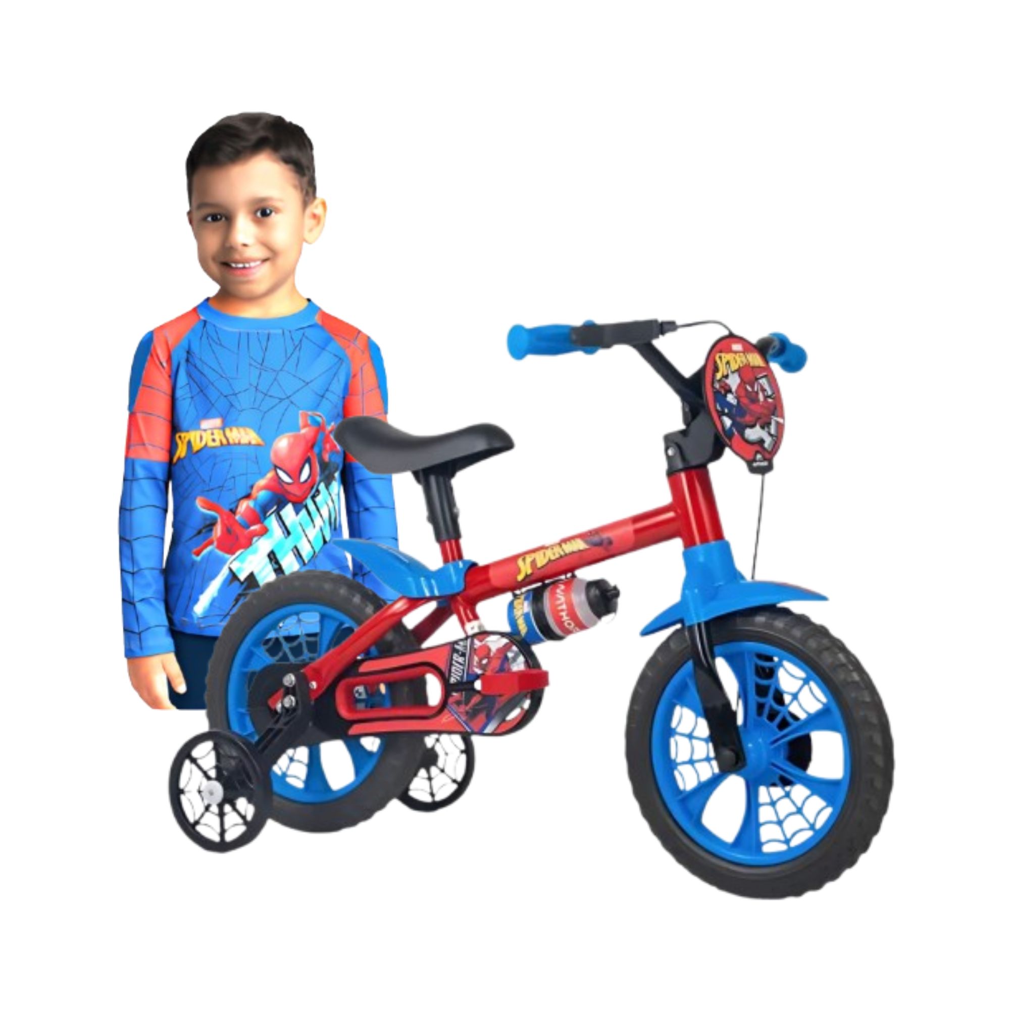COMP Kit Bicicleta +  Camiseta TAM 6 Proteção Spider Man Homem Aranha Nathor