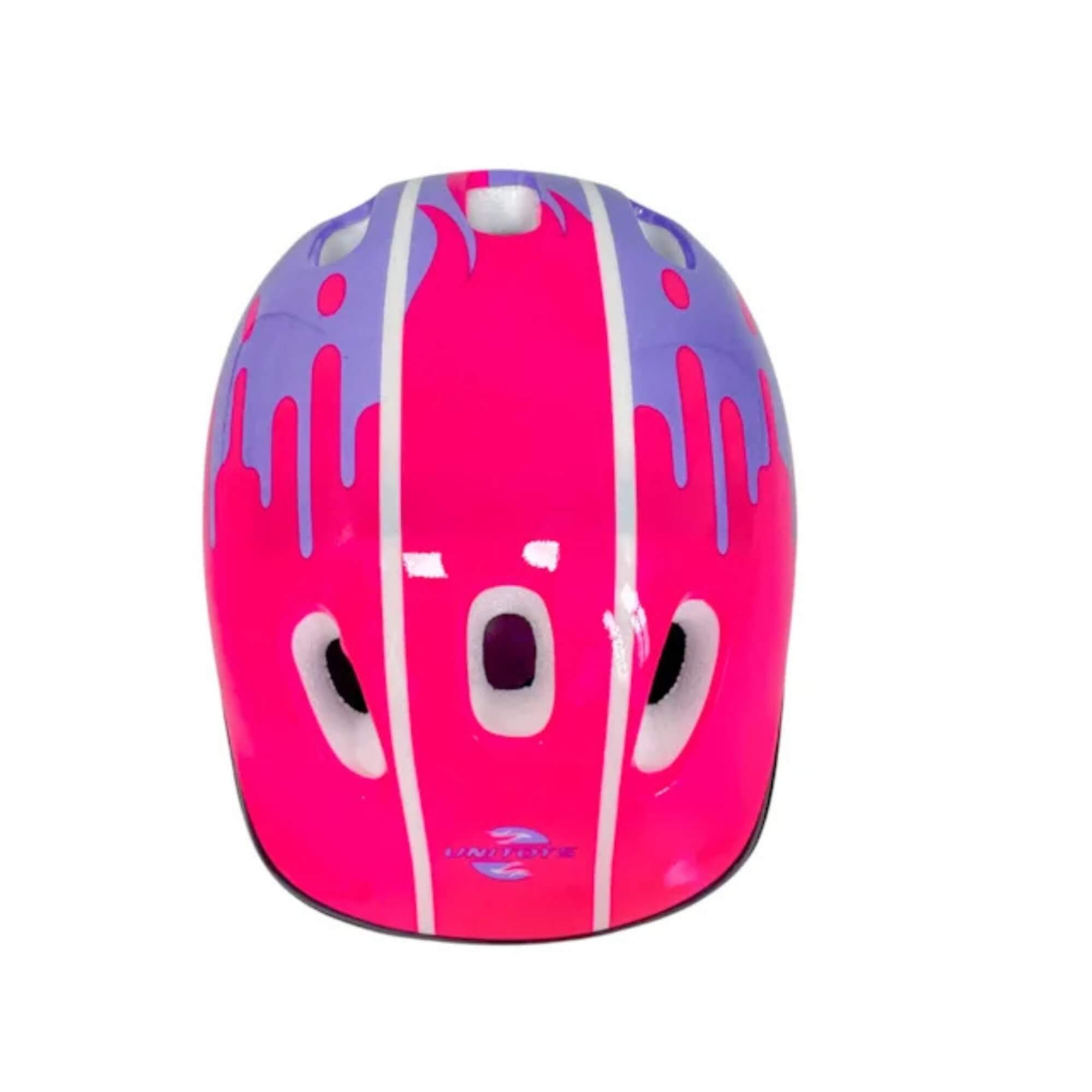 COMP Kit Proteção Menina Para Patins Bicicleta + Camisa proteção UV TM 6 Segurança Rosa e Lilás