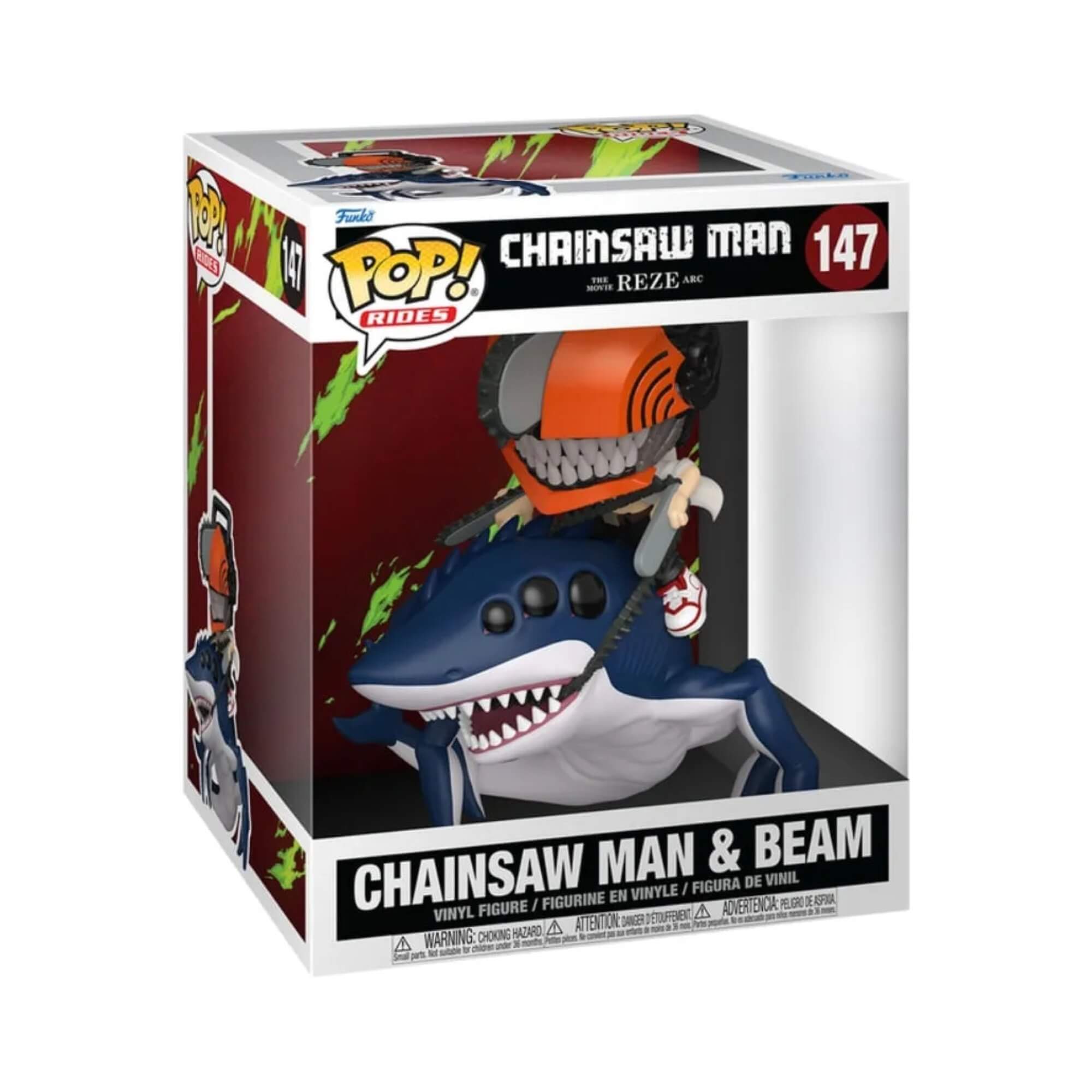Boneco Funko Pop! Ride Deluxe Chainsaw Man - Chainsaw Man e Beam Candide - 13051