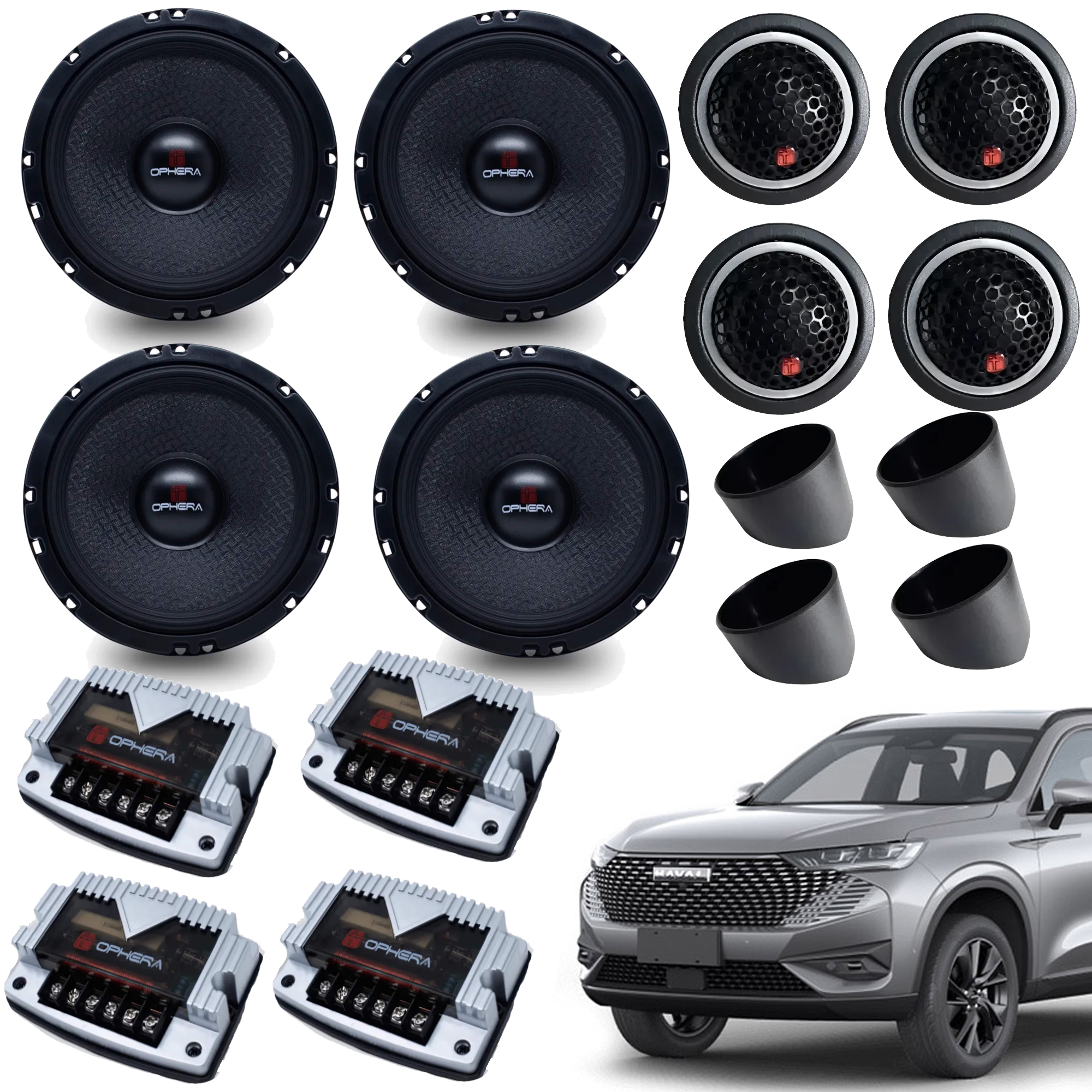 COMP Kit Falantes HAVAL H6 Alta Fidelidade OP90A 180W 4 falantes Ophera