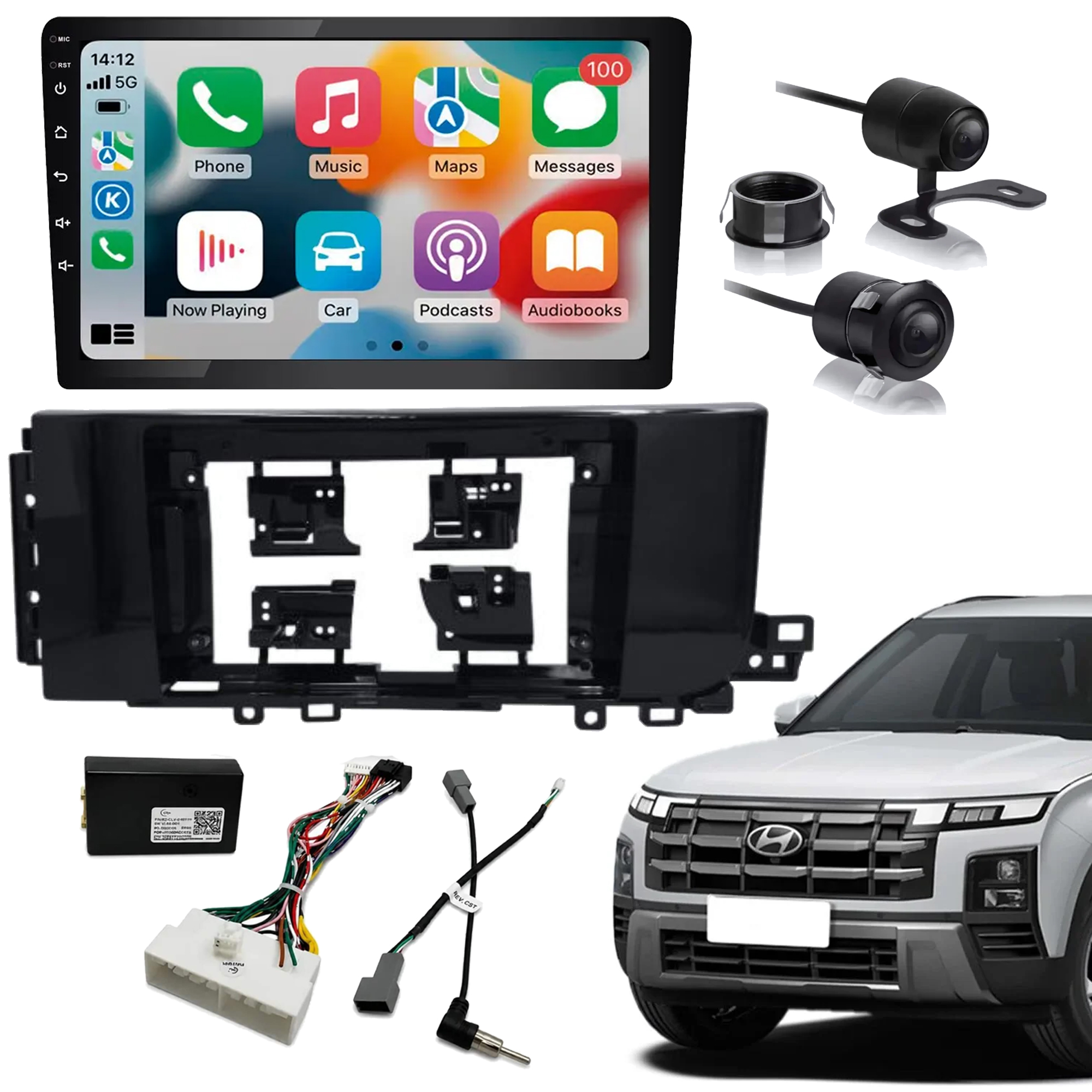 COMP Kit Multimidia Creta Pcd 2026 9p QuadCore 2gb 32gb Carplay Roadstar + Câmera de ré HD + Canbus