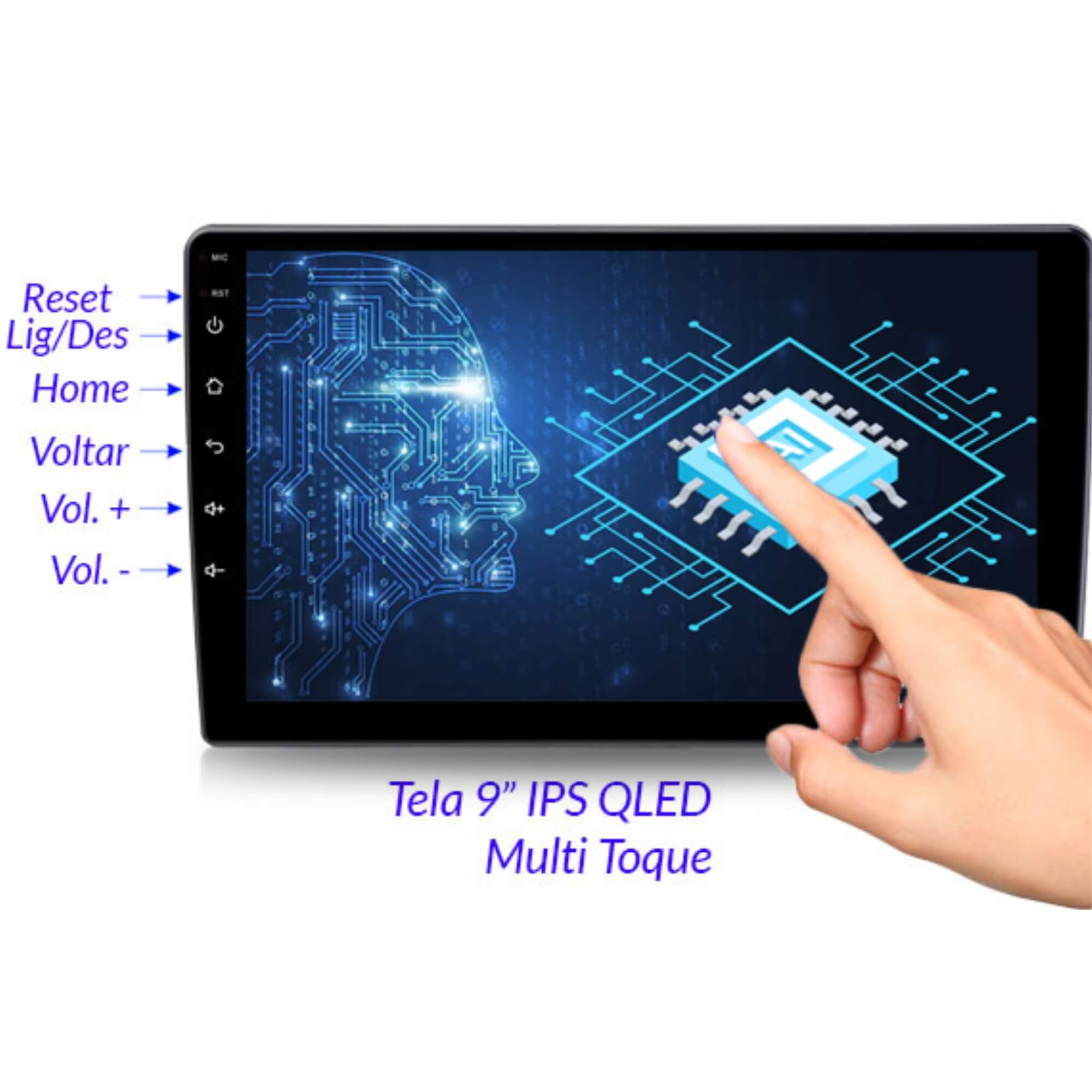 COMP Kit Multimidia Creta Pcd 2026 9p Octacore 6gb 128gb Carplay e IA Roadstar + Câmera de ré HD + Canbus