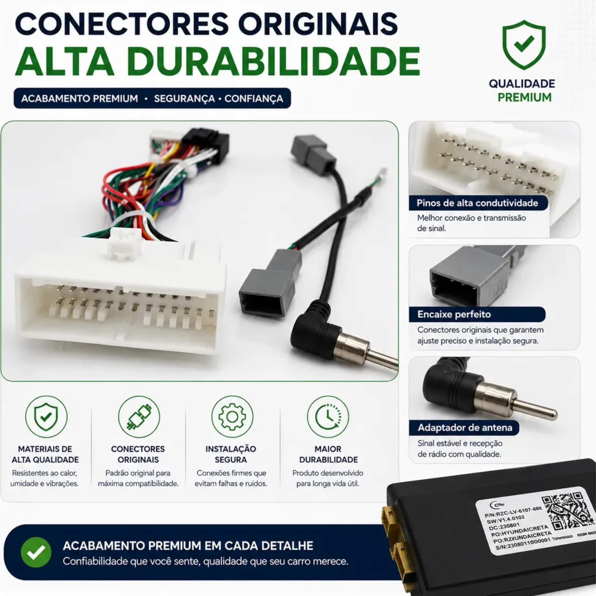 COMP Kit Multimidia Creta Pcd 2026 9p Octacore 6gb 128gb Carplay e IA Roadstar + Câmera de ré HD + Canbus