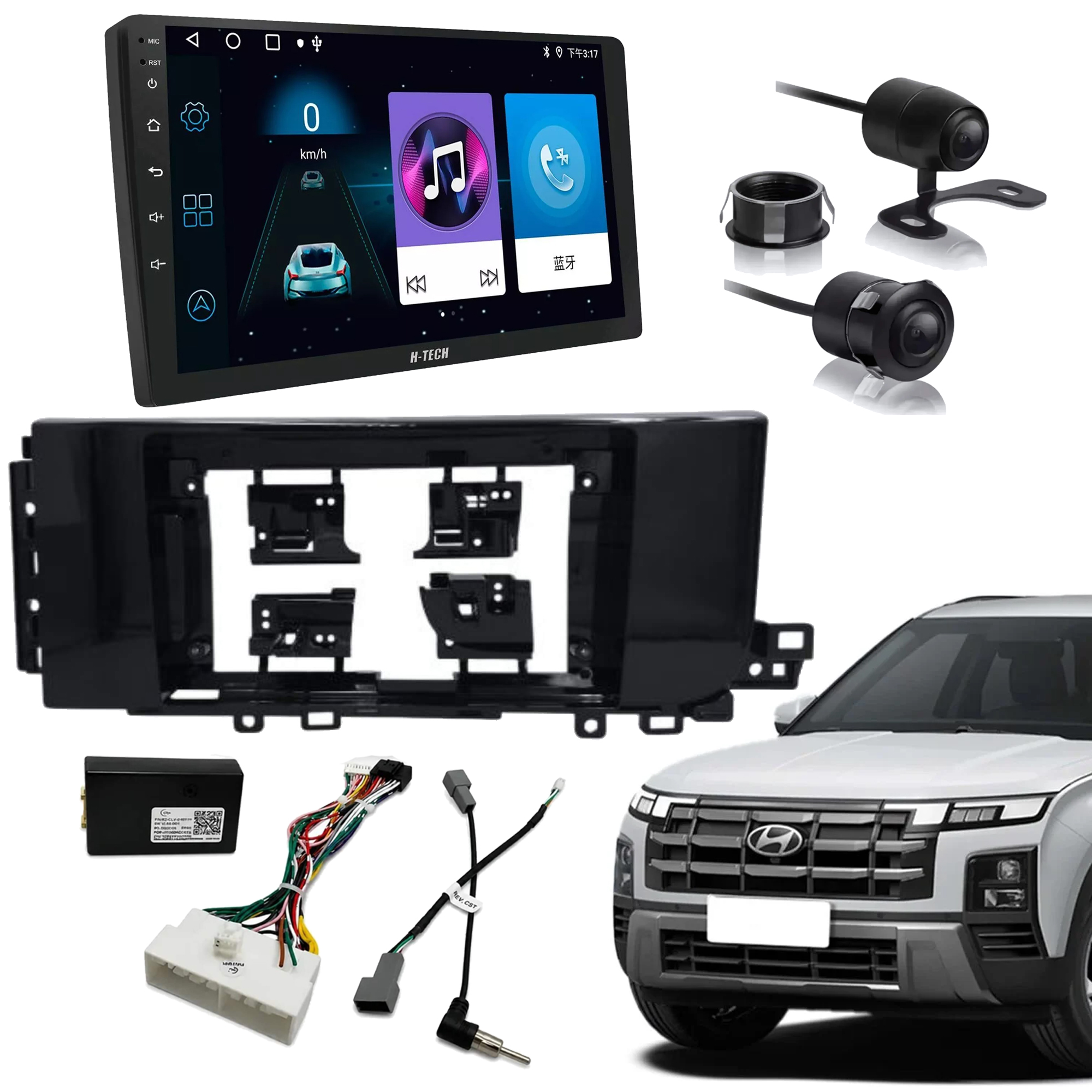 COMP Kit Multimidia Creta Pcd 2026 9p Quadcore 2gb 64gb Carplay Android Auto H-tech + Câmera de ré HD + Canbus