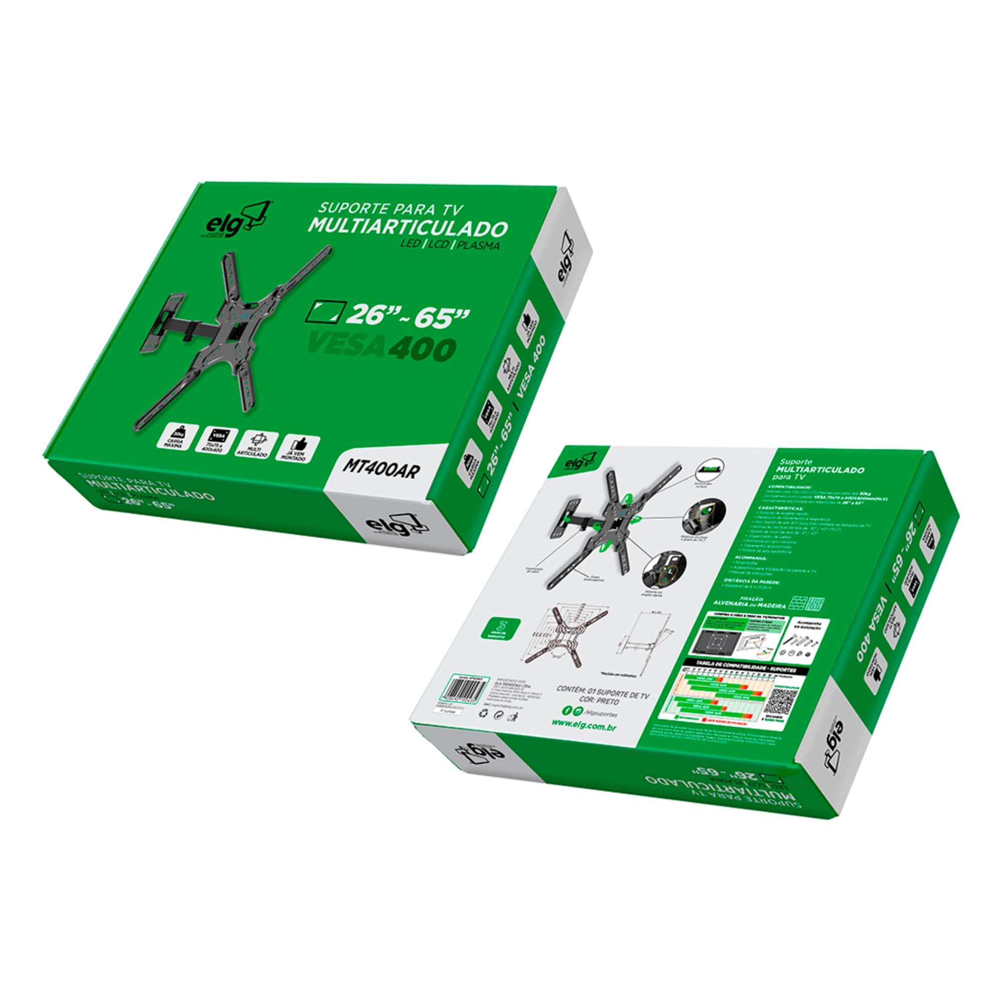 Suporte Multiarticulado de Parede para TVs de 26" a 65" Até 30 kg ELG - MT400AR