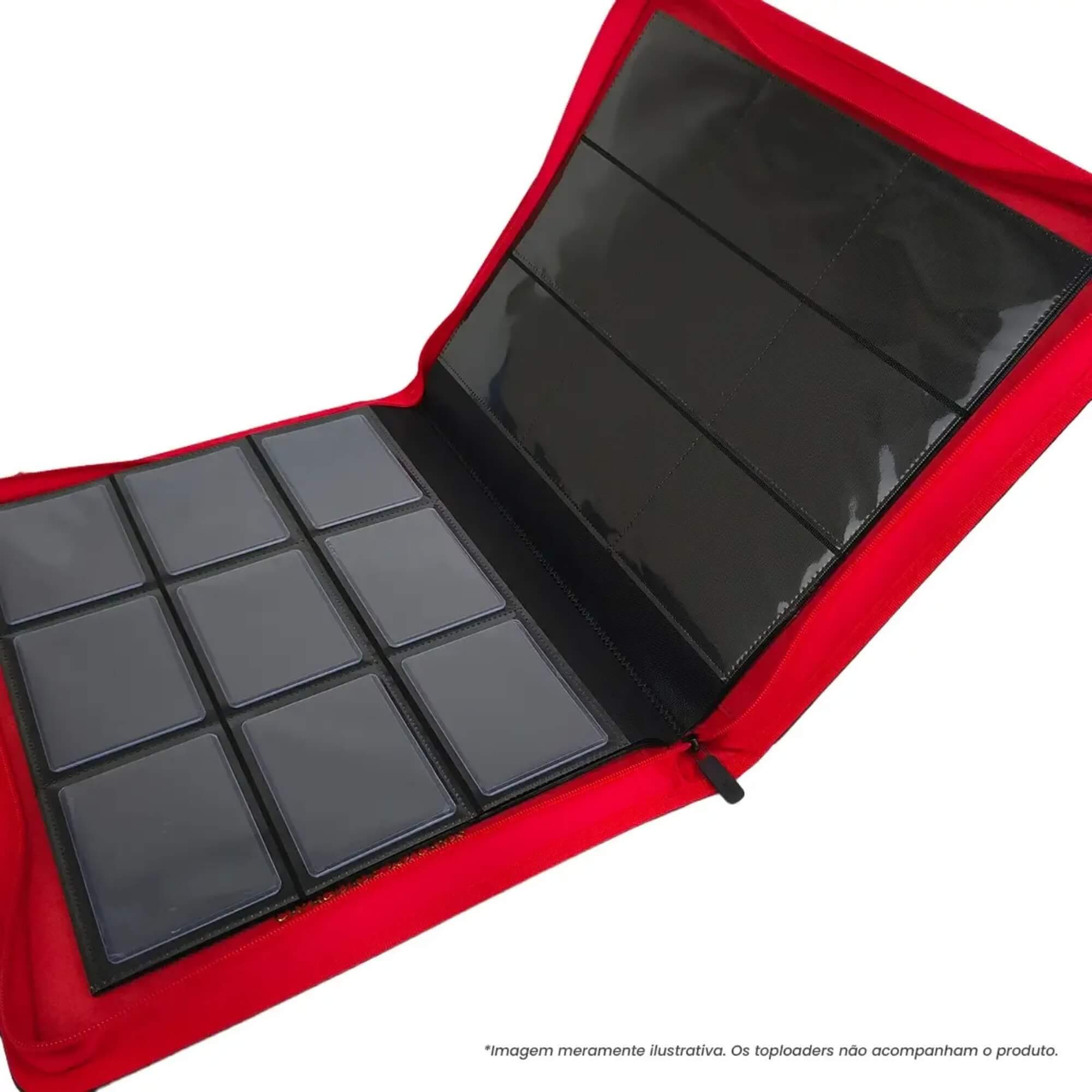 Pasta Premium Toploader 3x3 c/ 14 Folhas cor Preta/Vermelha BRA - BC-2300-C_PRETA/VERMELHA