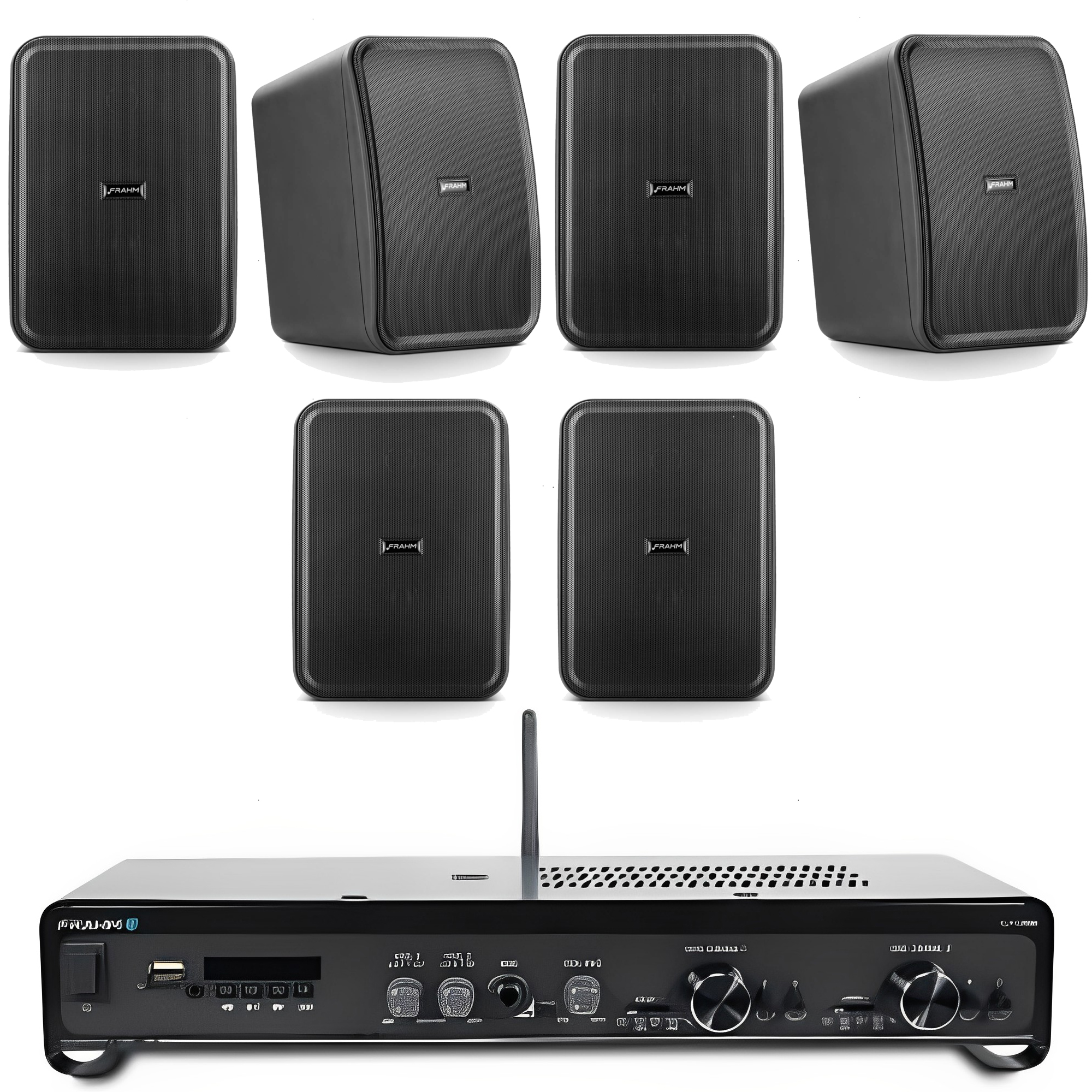 Kit Som Ambiente Frahm Slim 2700 + 6 Caixas CS5 80W para Academias -  Preto