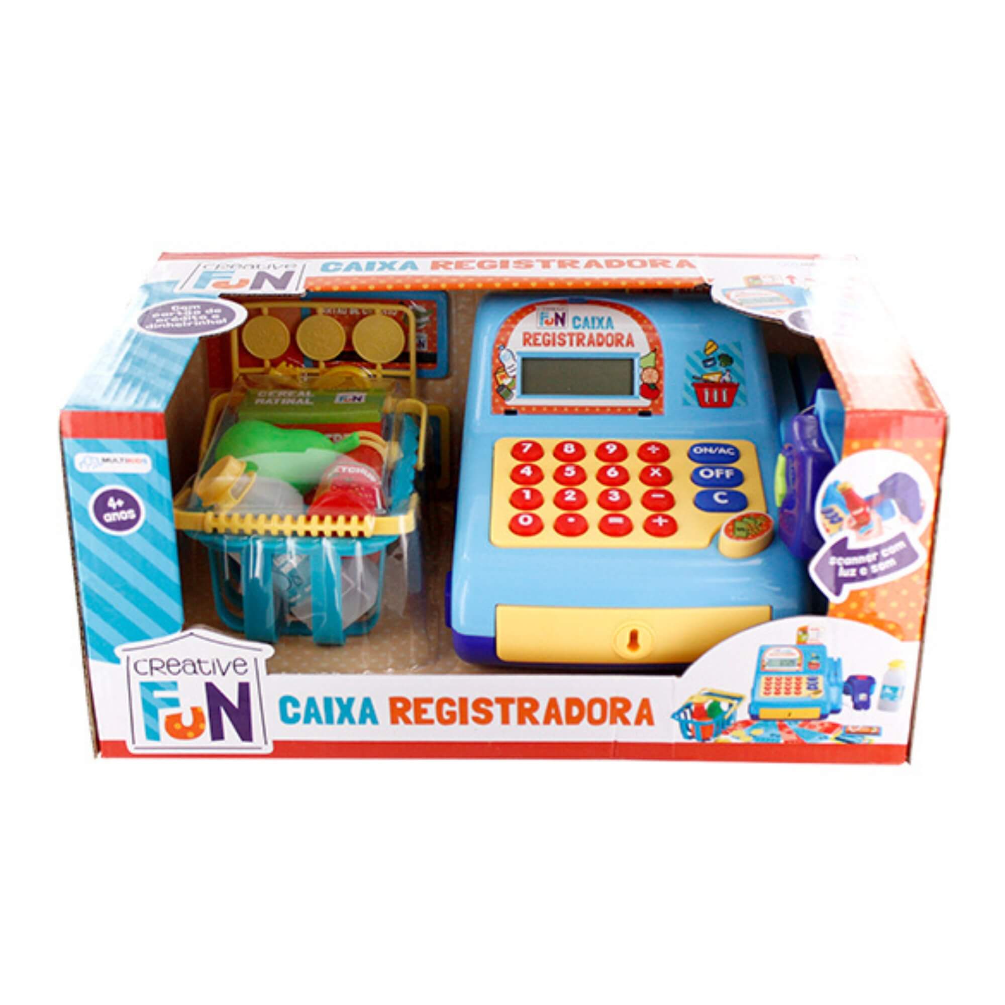 Brinquedo Caixa Registradora Creative Fun Azul Infantil c/ Cesta e Acessórios BR386 Multilaser