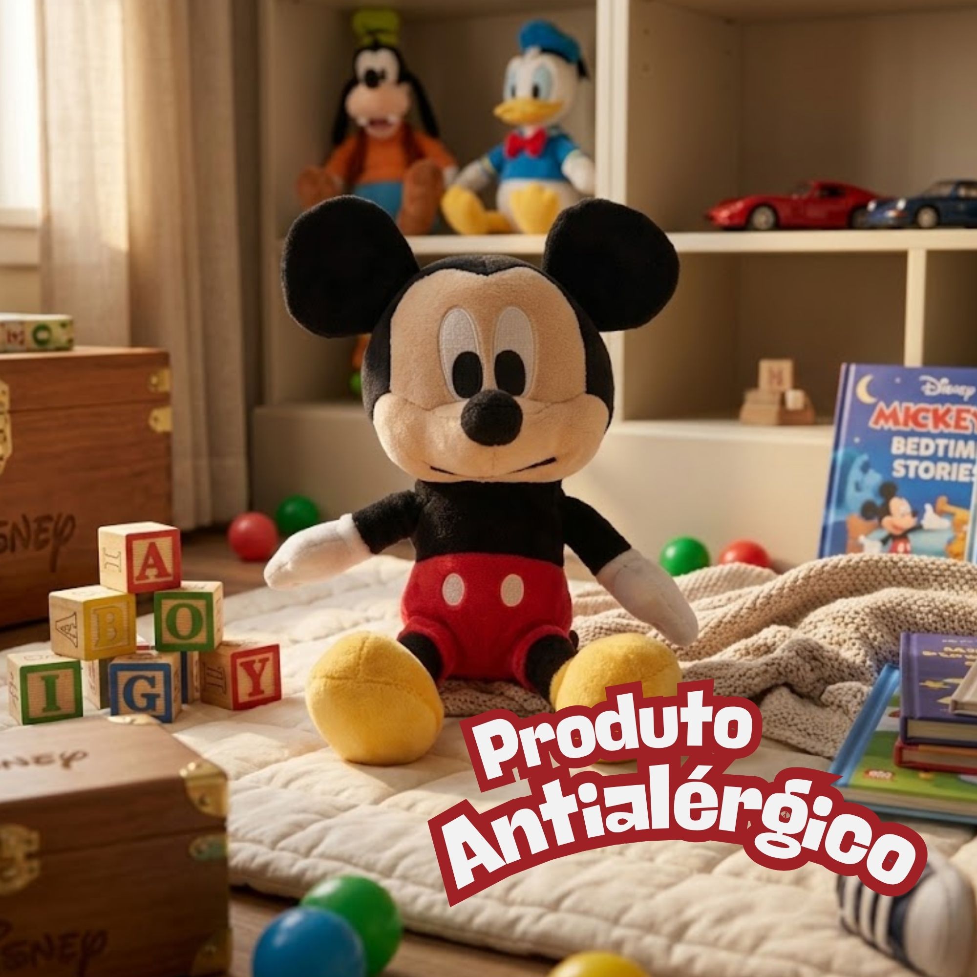 Pelúcia Disney Big Head Mickey c/ Luz e Som Multikids - BR2646