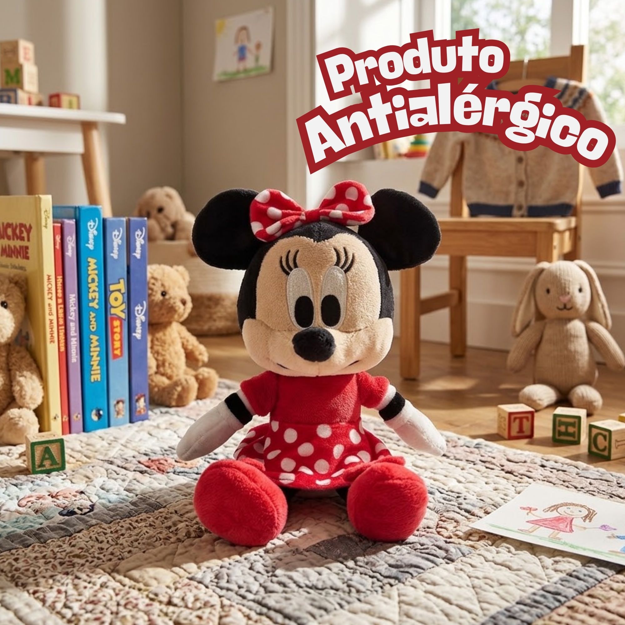 Pelúcia Disney Big Head Minnie c/ Luz e Som Multikids - BR2647