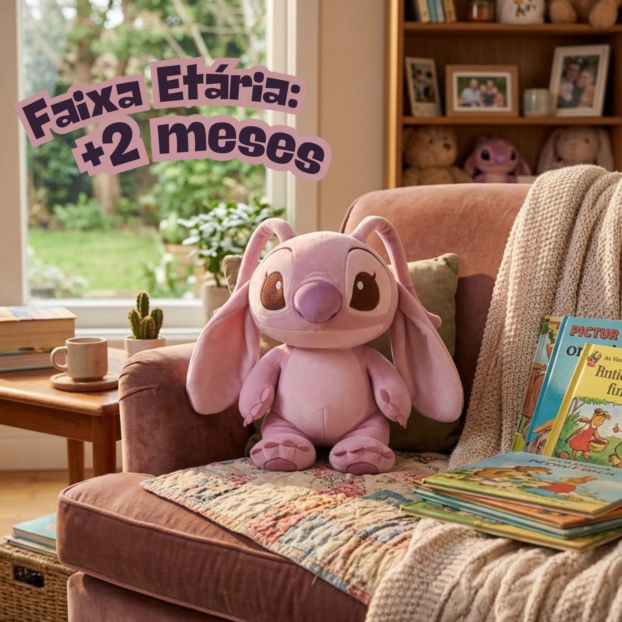 Pelúcia Disney Big Head Angel c/ Luz e Som Multikids - BR2756
