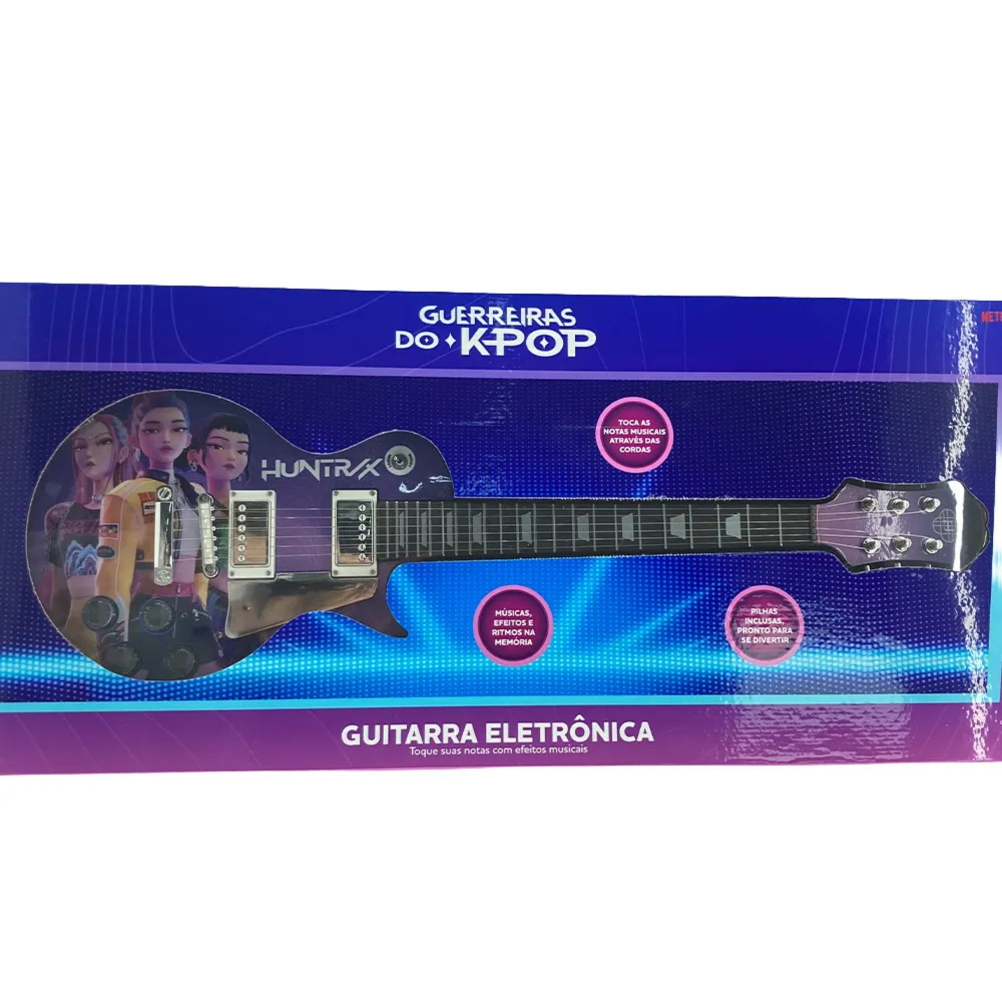 Guitarra Infantil Guerreiras do K-Pop c/ Músicas, Sons e Luzes Candide - 78017