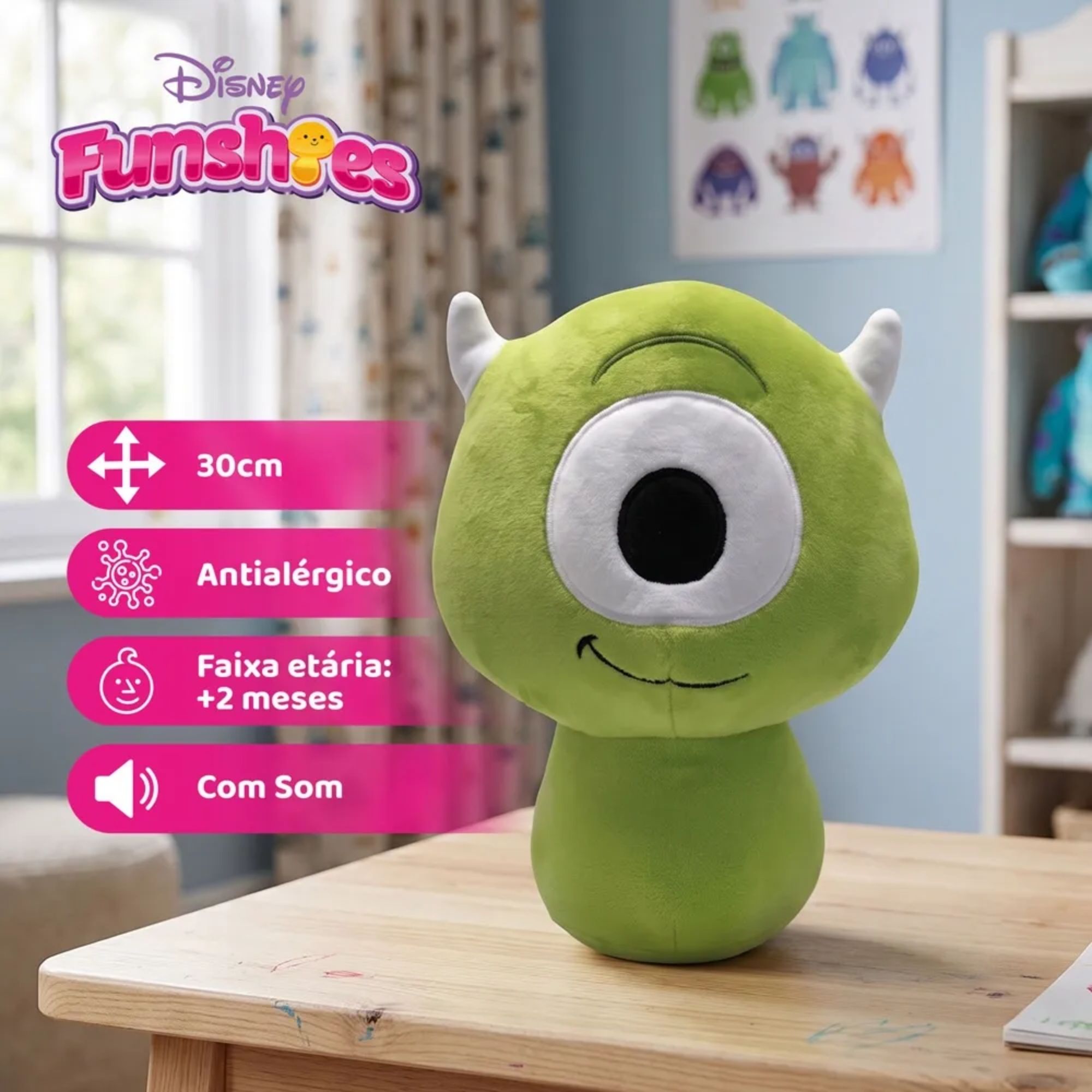 Pelúcia Funshies Disney Mike Wazowski Monstros S.A Multikids - BR2721