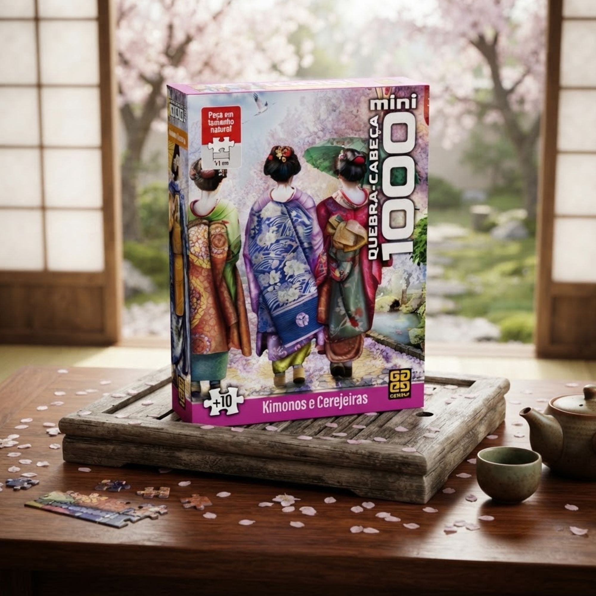 Quebra-Cabeça Kimonos e Cerejeiras 1000 Peças Grow - 5174
