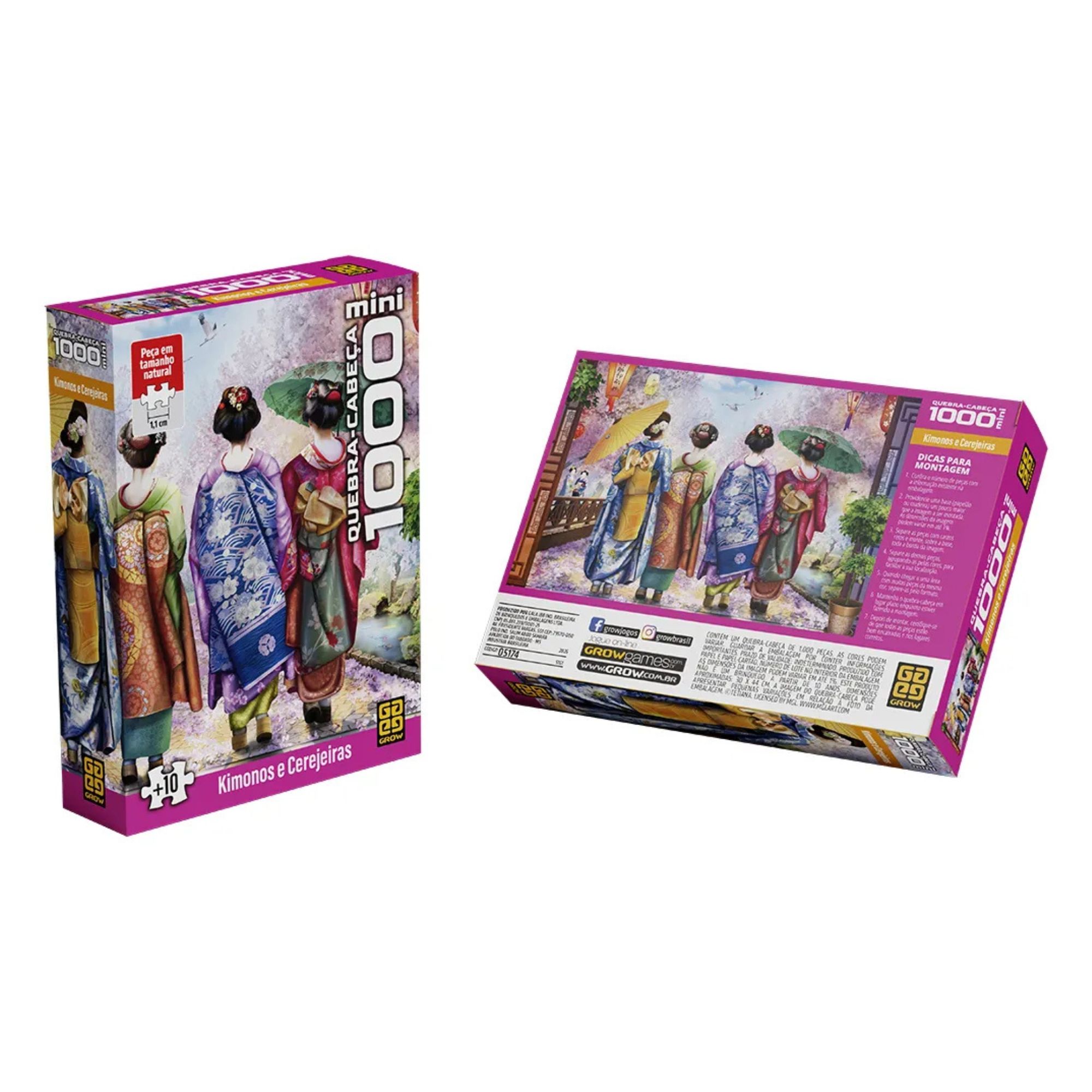 Quebra-Cabeça Kimonos e Cerejeiras 1000 Peças Grow - 5174