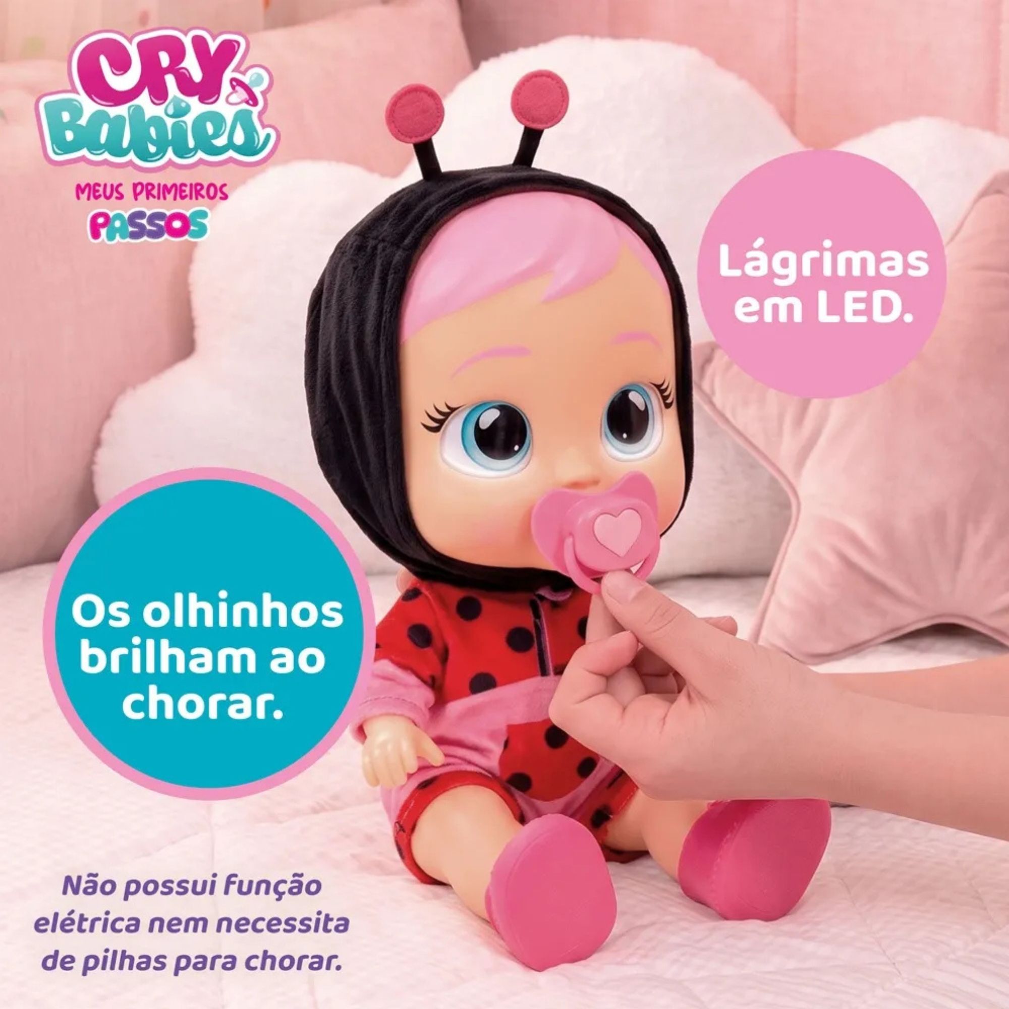 Boneca Cry Babies Lady Anda de Verdade, Emite Sons e Chora Lágrimas Reais Multikids - BR2797