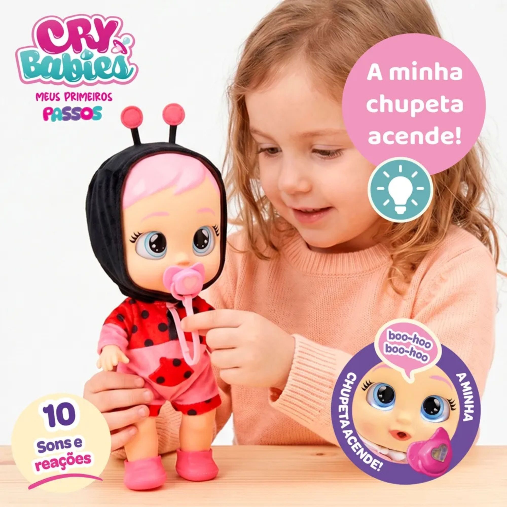 Boneca Cry Babies Lady Anda de Verdade, Emite Sons e Chora Lágrimas Reais Multikids - BR2797