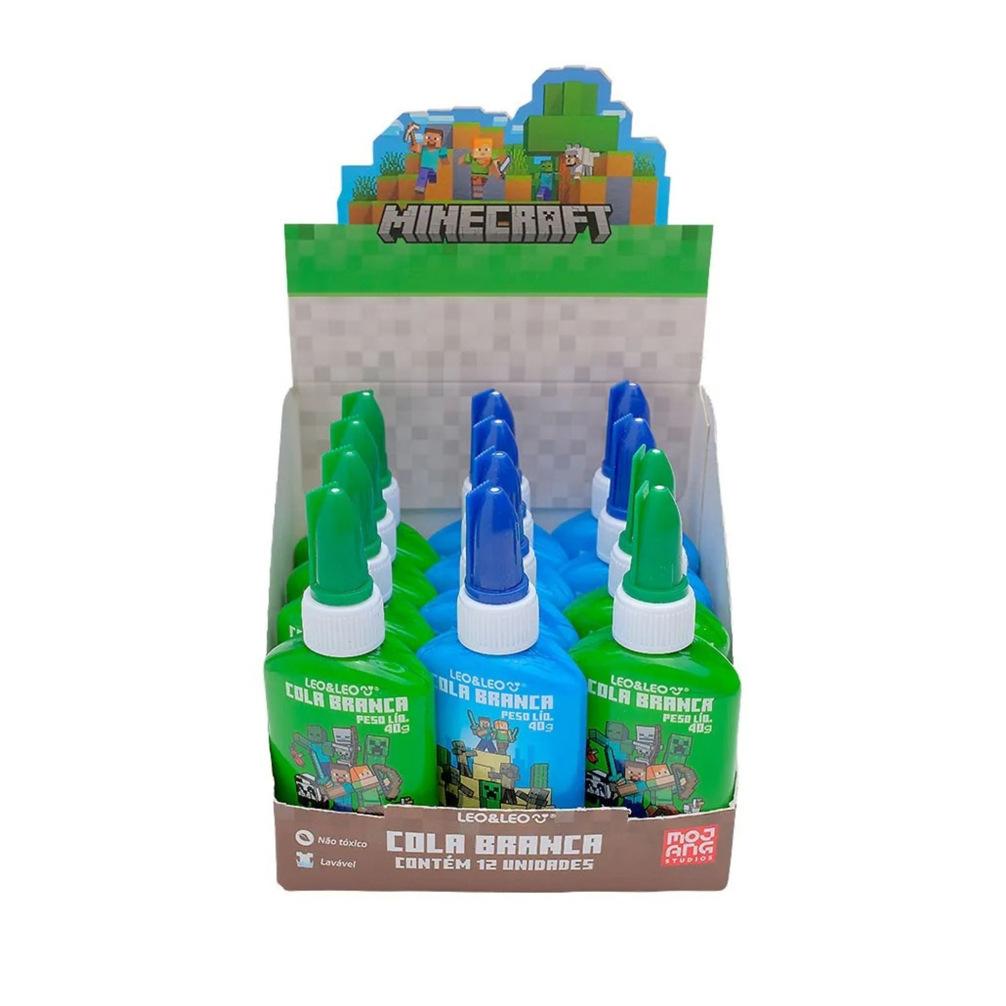 Cola Branca Escolar Líquida Minecraft 40g (Display c/ 12 unidades) Leo&Leo Leonora - 10672