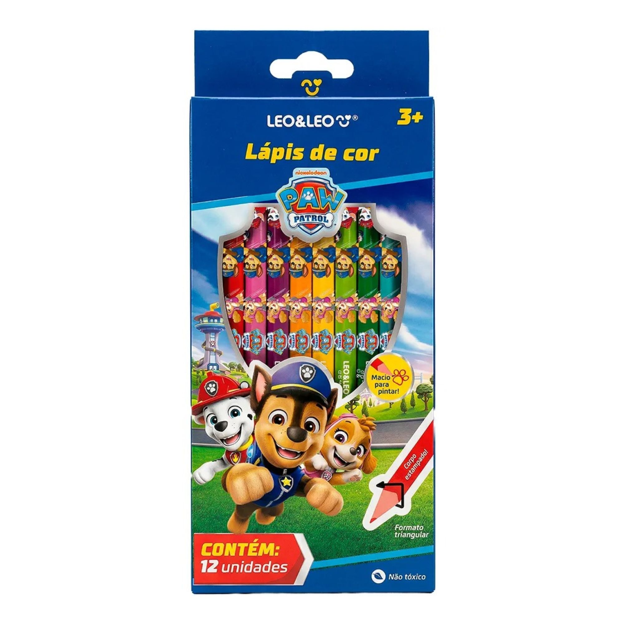 Lápis de Cor Patrulha Canina Formato Triangular 12 Cores Leo&Leo Leonora - 10678