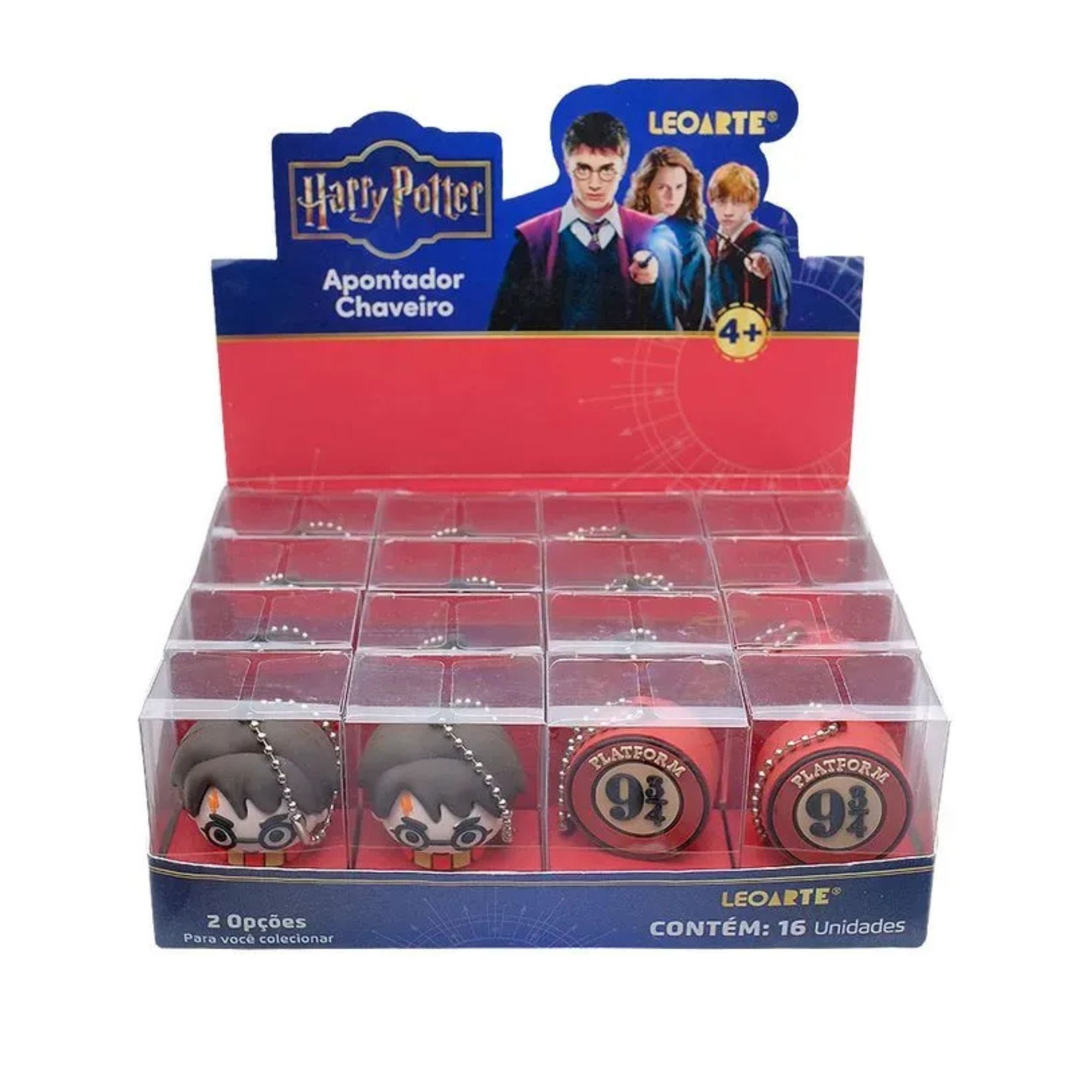 Apontador Chaveiro Formato 3D Harry Potter Sortido (Display c/ 16 und) LeoArte Leonora - 10717