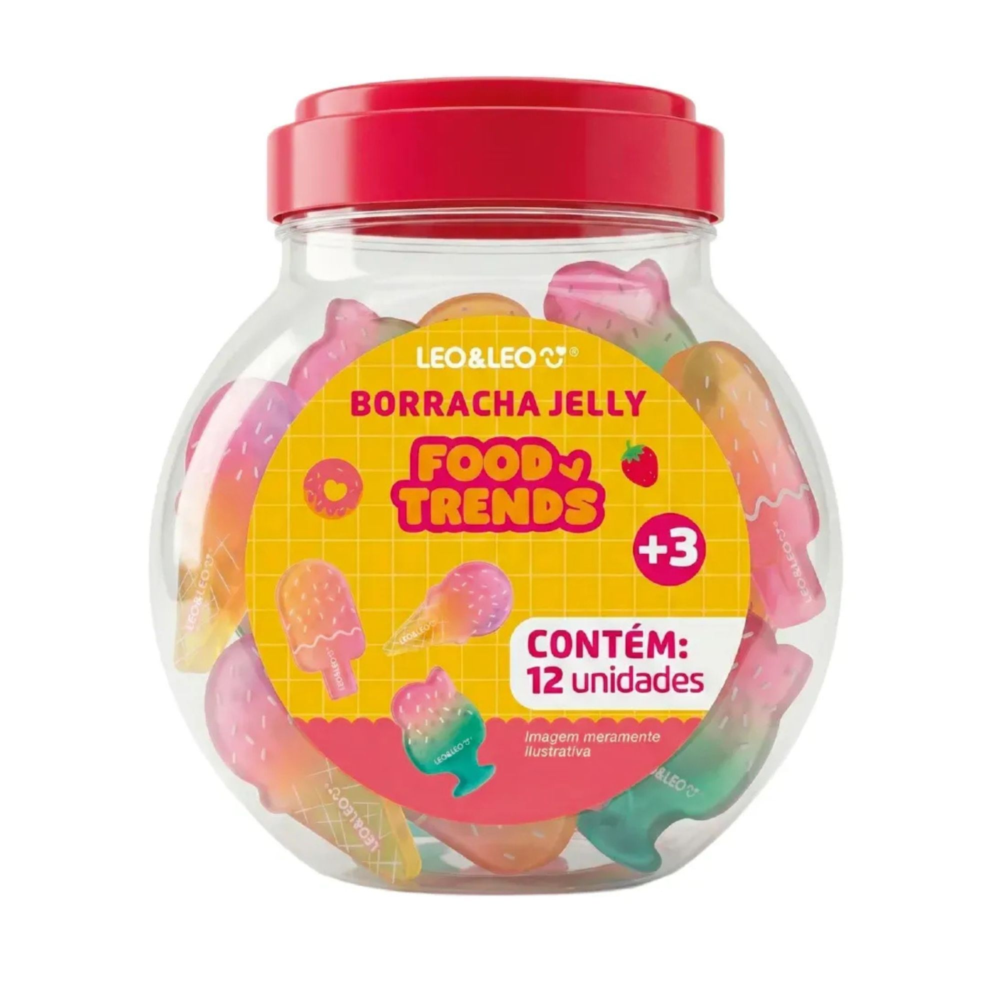 Pote com 12 Borrachas Food Trends Jelly Transparente Leo&Leo Leonora - 10734