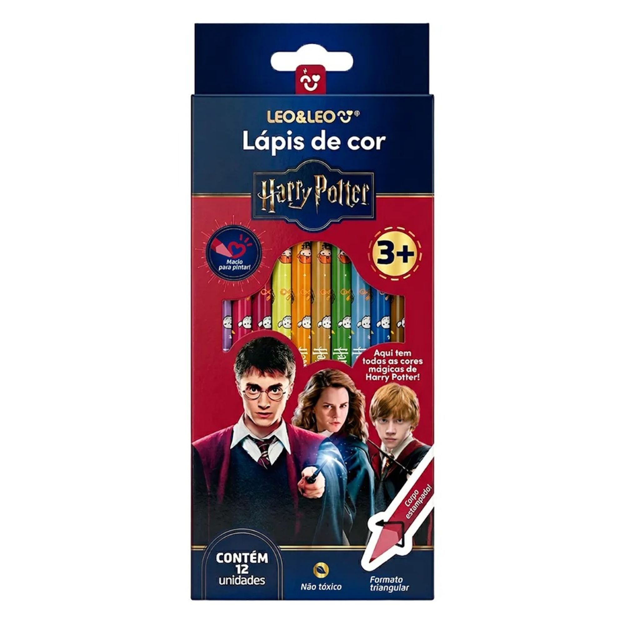 Lápis de Cor Harry Potter Formato Triangular 12 Cores Leo&Leo Leonora - 10764